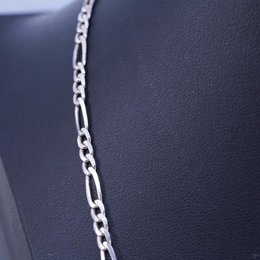 23” 4mm, vintage Mexican Sterling 925 silver figaro chain necklace