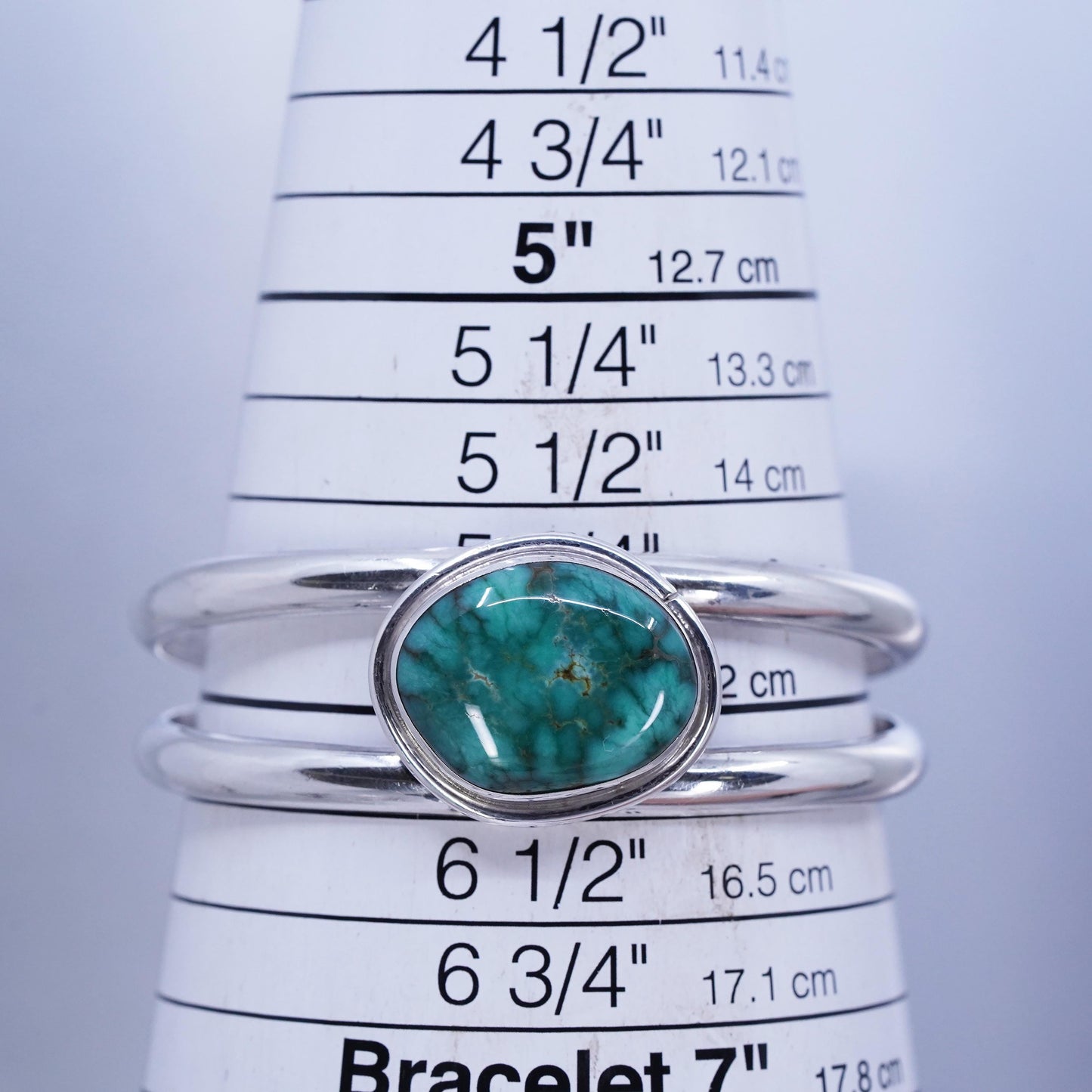 6”, Navajo Native American Gurdal Sterling 925 silver bracelet, cuff turquoise