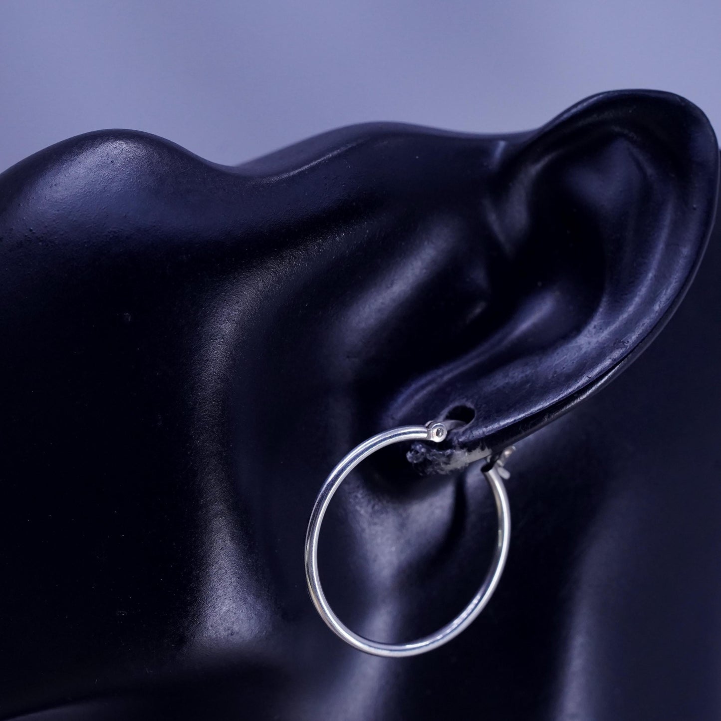 1.25”, vintage Sterling silver handmade hoop earrings, 925 huggie