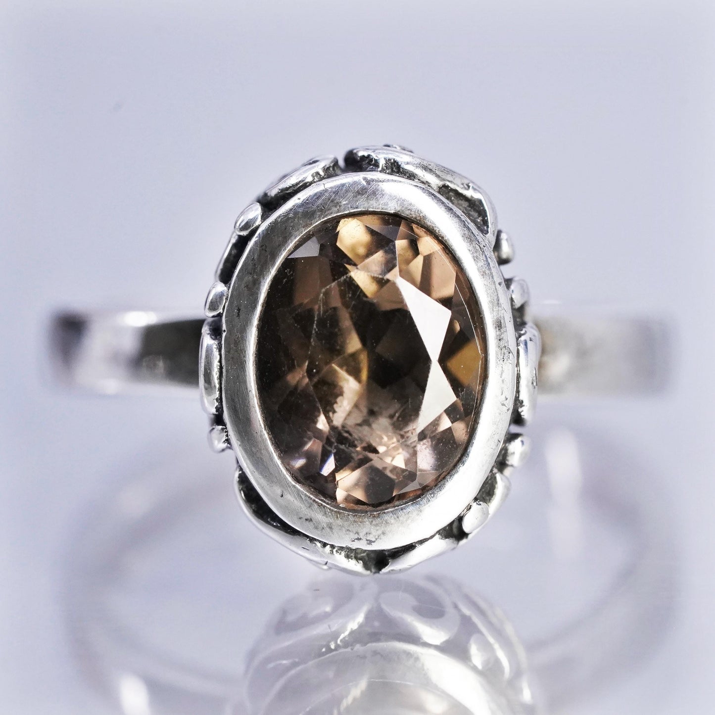 Size 9.25, Silpada Sterling 925 silver Oval Smoky Quartz Scroll Ring,, R1384