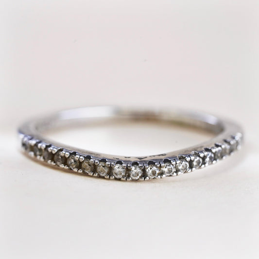Size 10, VTG sterling 925 silver ring with cluster CZ, stackable wedding band