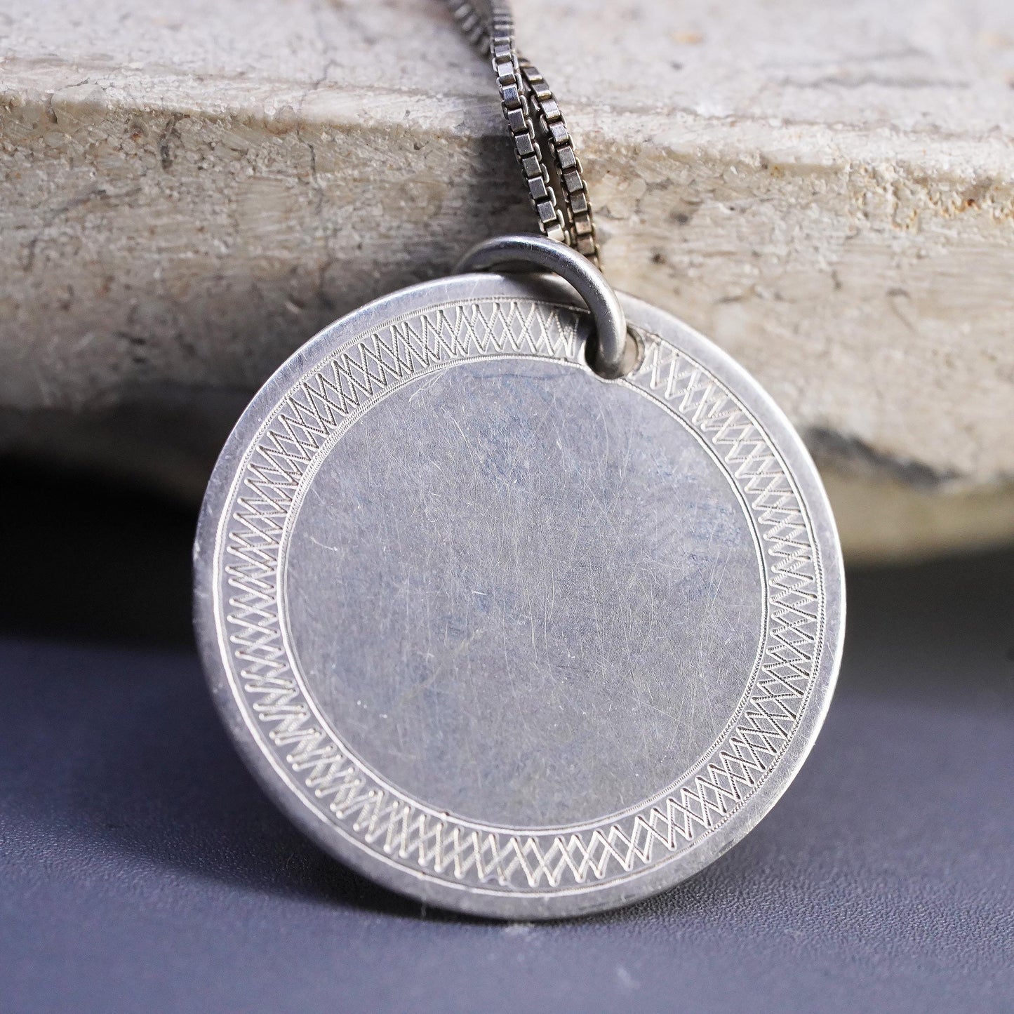 20" Sterling Silver 925 Coin Pendant Necklace Asian Mythical Dragon Medallion