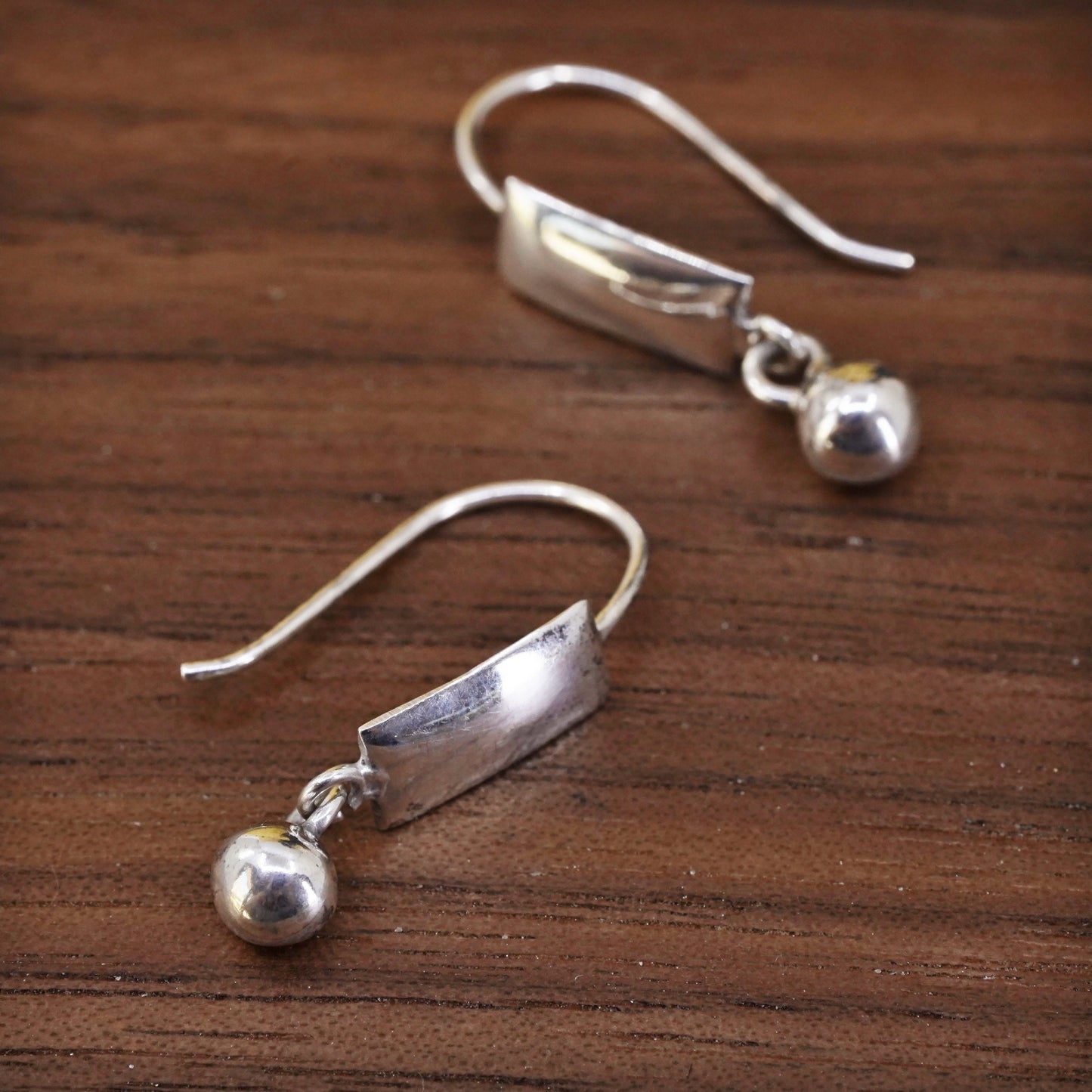 Vintage Sterling silver handmade earrings, 925 beads drops