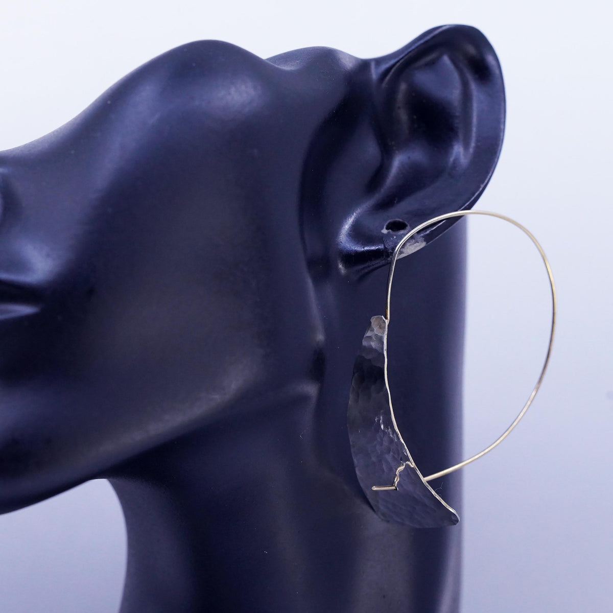VTG Turkish Sterling 925 silver textured tag earrings with 14K gold wire hooks