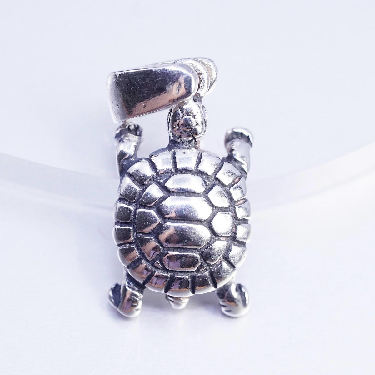 Vintage Sterling silver handmade simple 925 turtle charm pendant