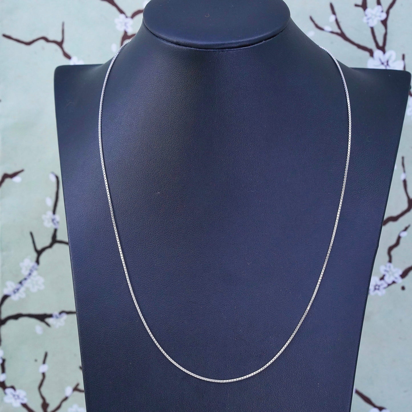 20", 1mm, Vintage sterling silver Italy 925 silver box chain, necklace