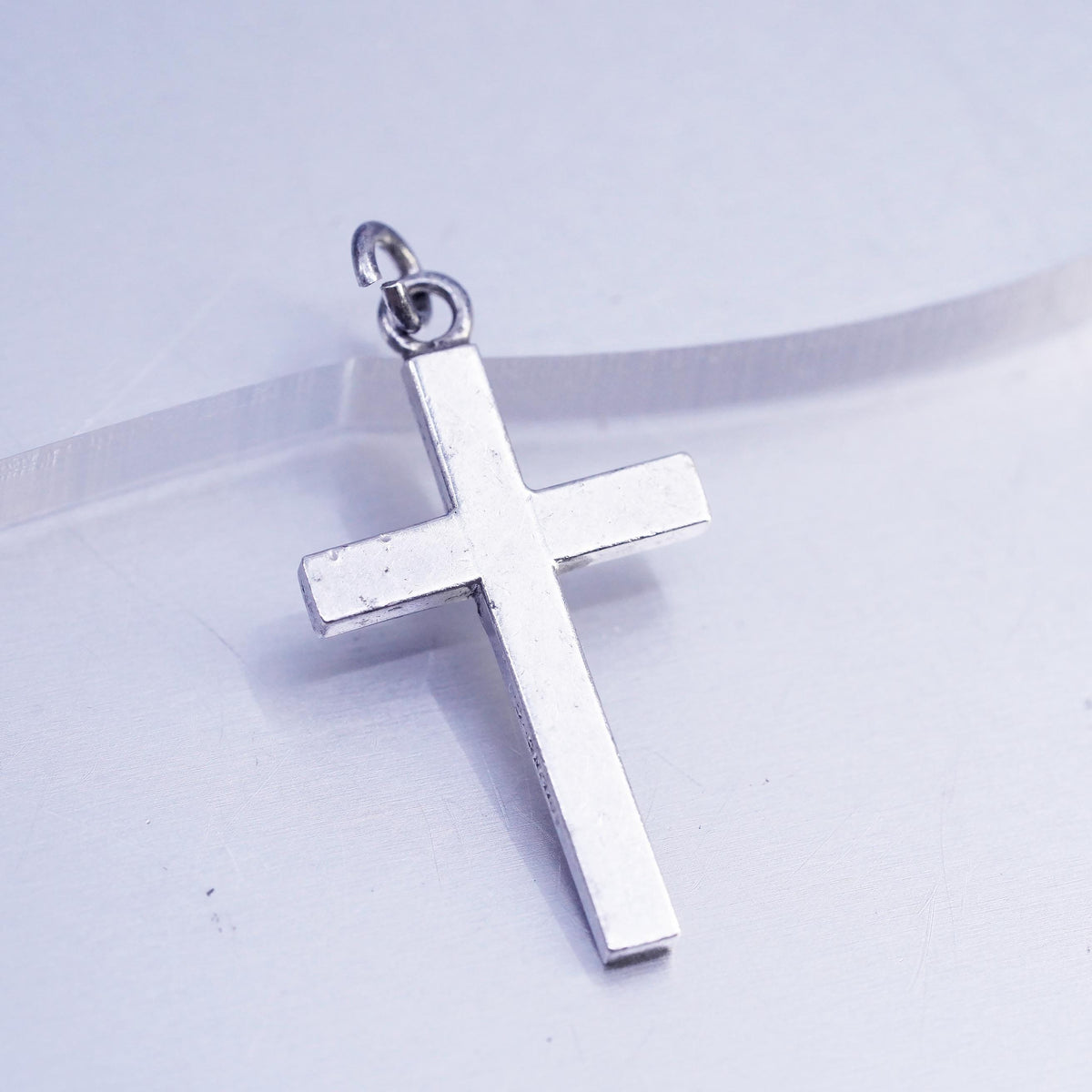 Vintage Sterling Silver 925 Plain Cross Pendant, Simple Christian Cross Charm