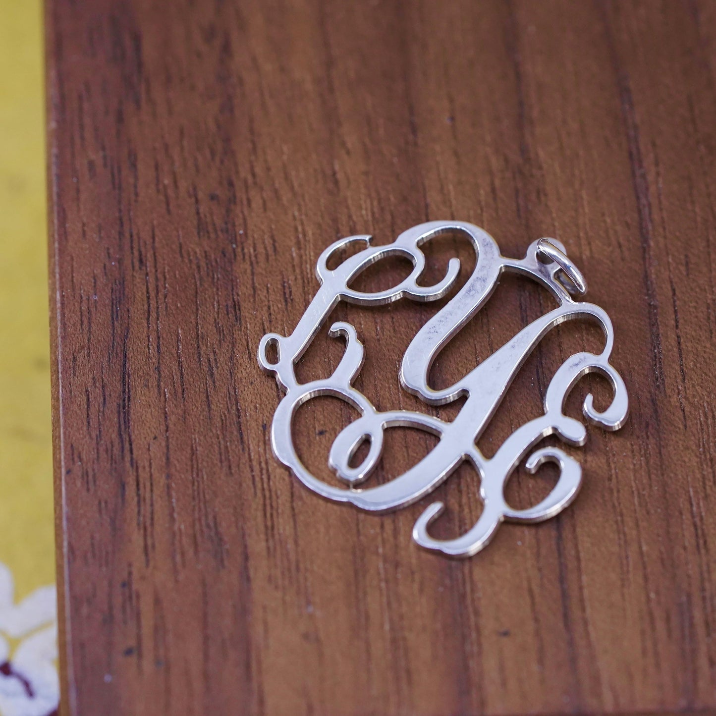 Vintage Sterling 925 silver handmade pendant with name monogram "LEY"