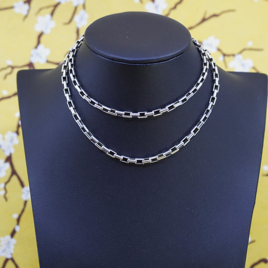 24” 4mm, vintage AGI Italian sterling silver bold elongated chain, 925 necklace