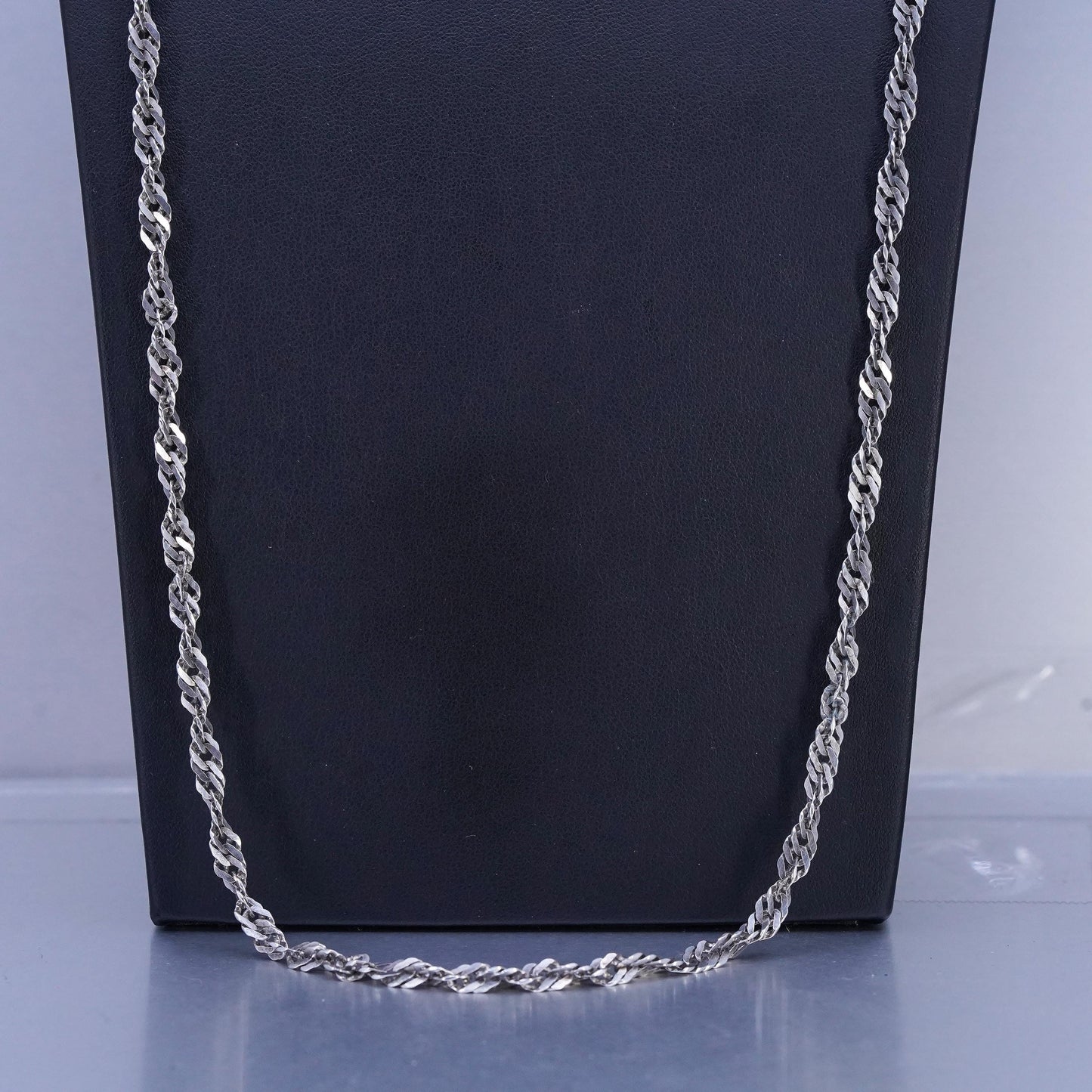 30" 5mm, vintage Italian Sterling 925 silver twisted curb chain necklace