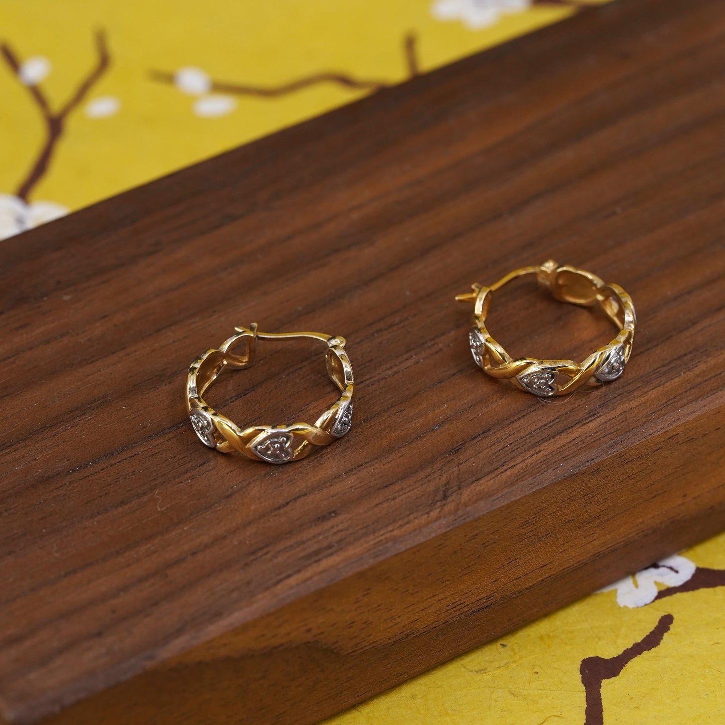 0.75”, Vintage vermeil gold over Sterling silver handmade earrings, 925 hoops