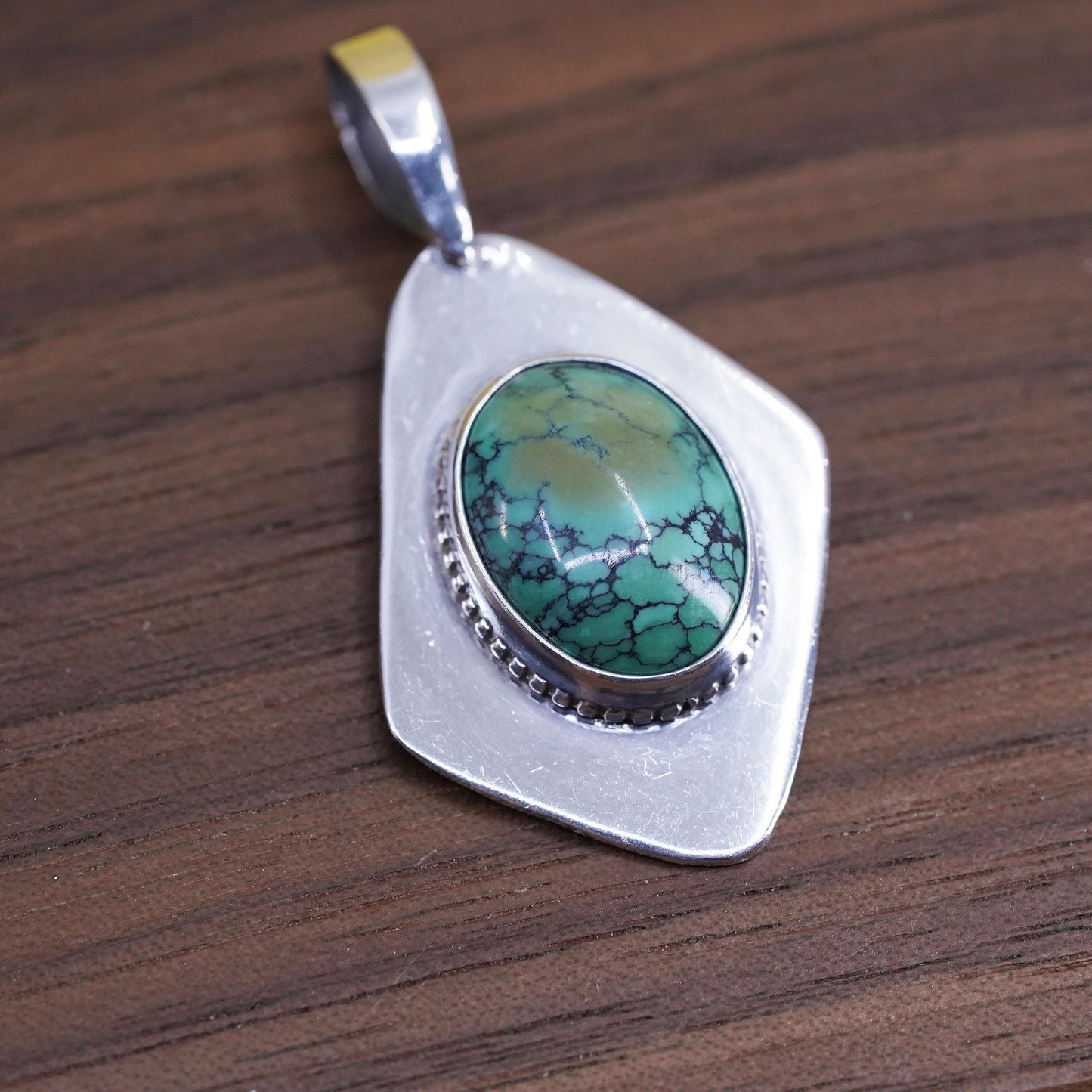 Vintage Native American Sterling 925 silver handmade pendant with turquoise