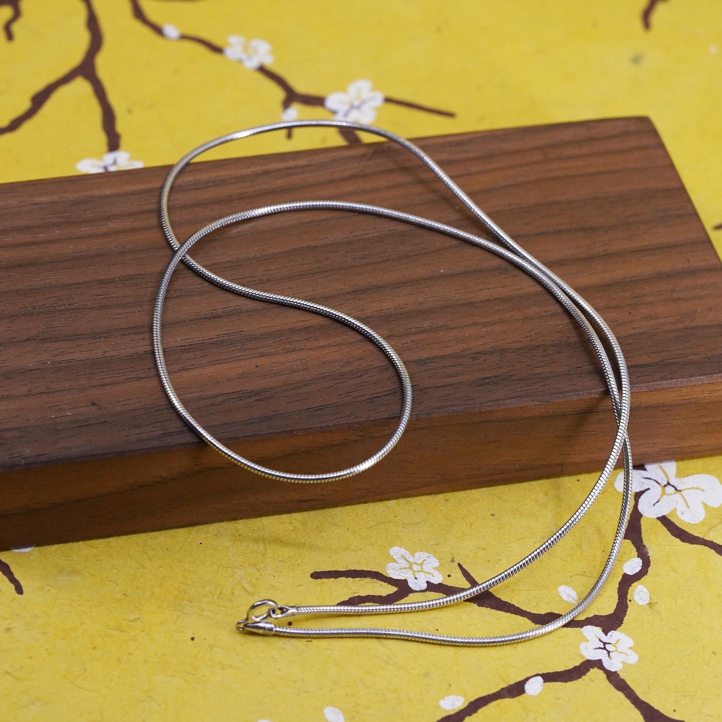 24", 1.4mm, vintage Italian sterling silver snake chain, 925 necklace