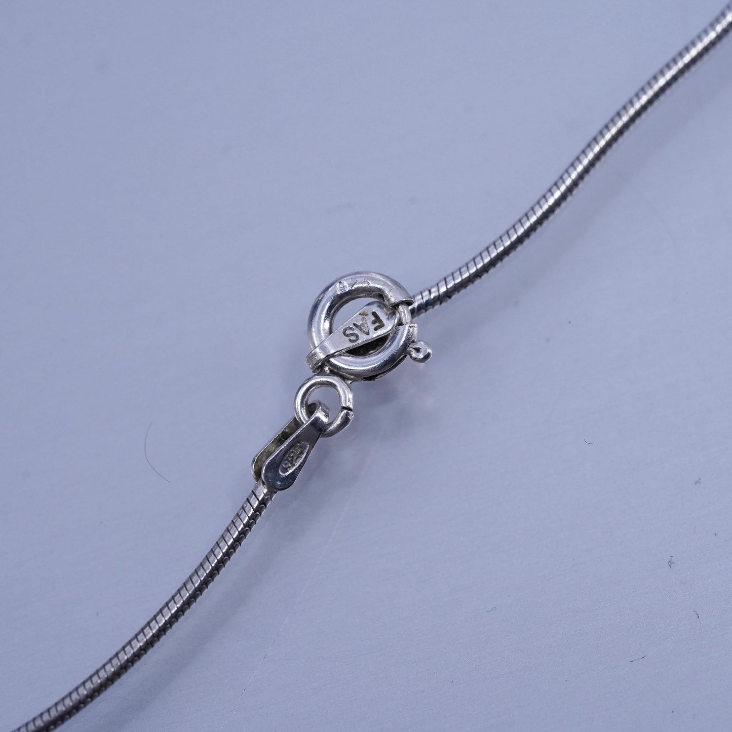 16”, vintage Sterling silver necklace, 925 snake chain with beads
