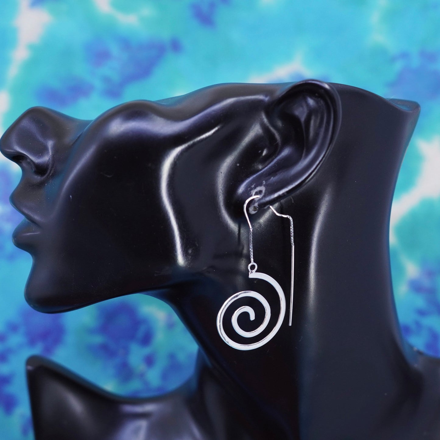 Vintage Sterling 925 silver handmade swirly spiral earrings