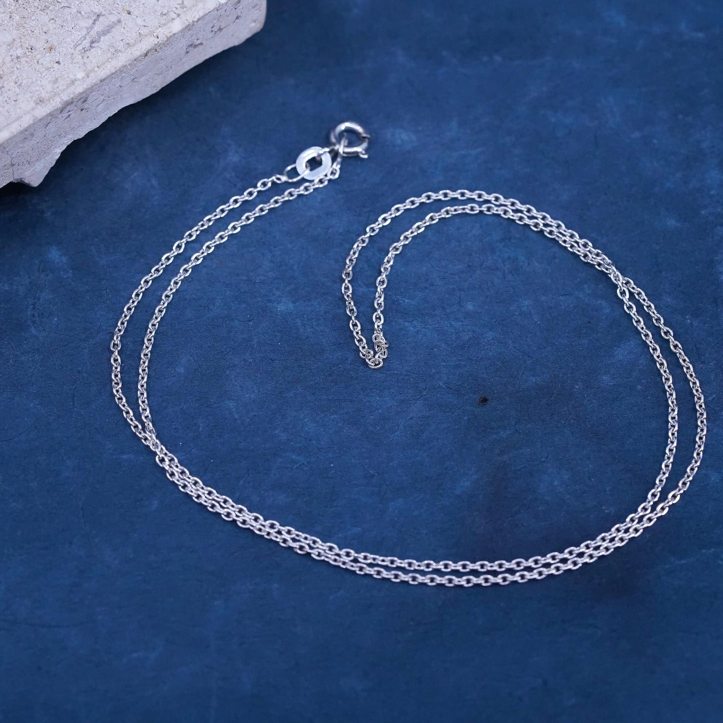 18”, 1mm, vintage Sterling silver handmade necklace, 925 circle chain