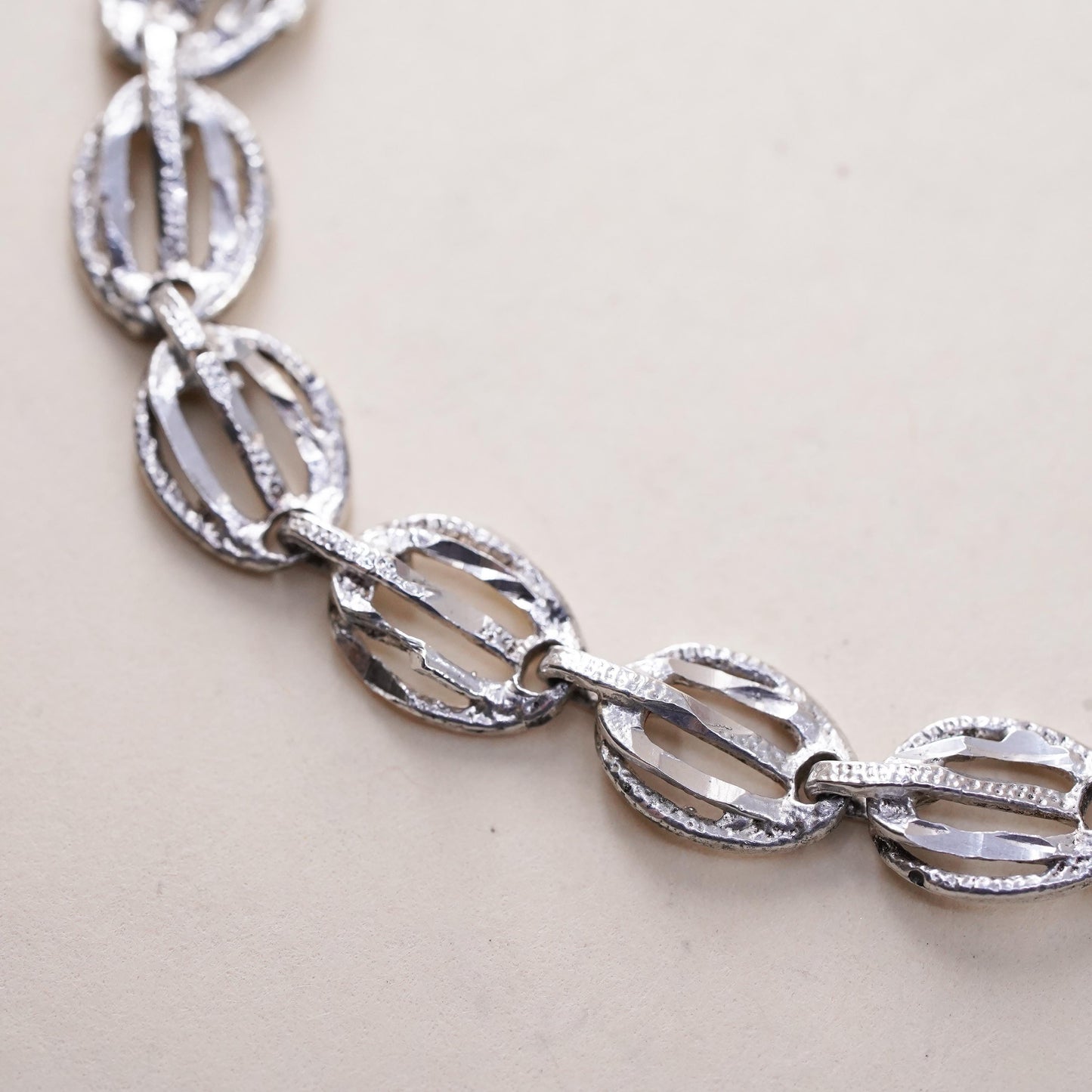 7", vintage sterling 925 silver handmade tennis shell bracelet