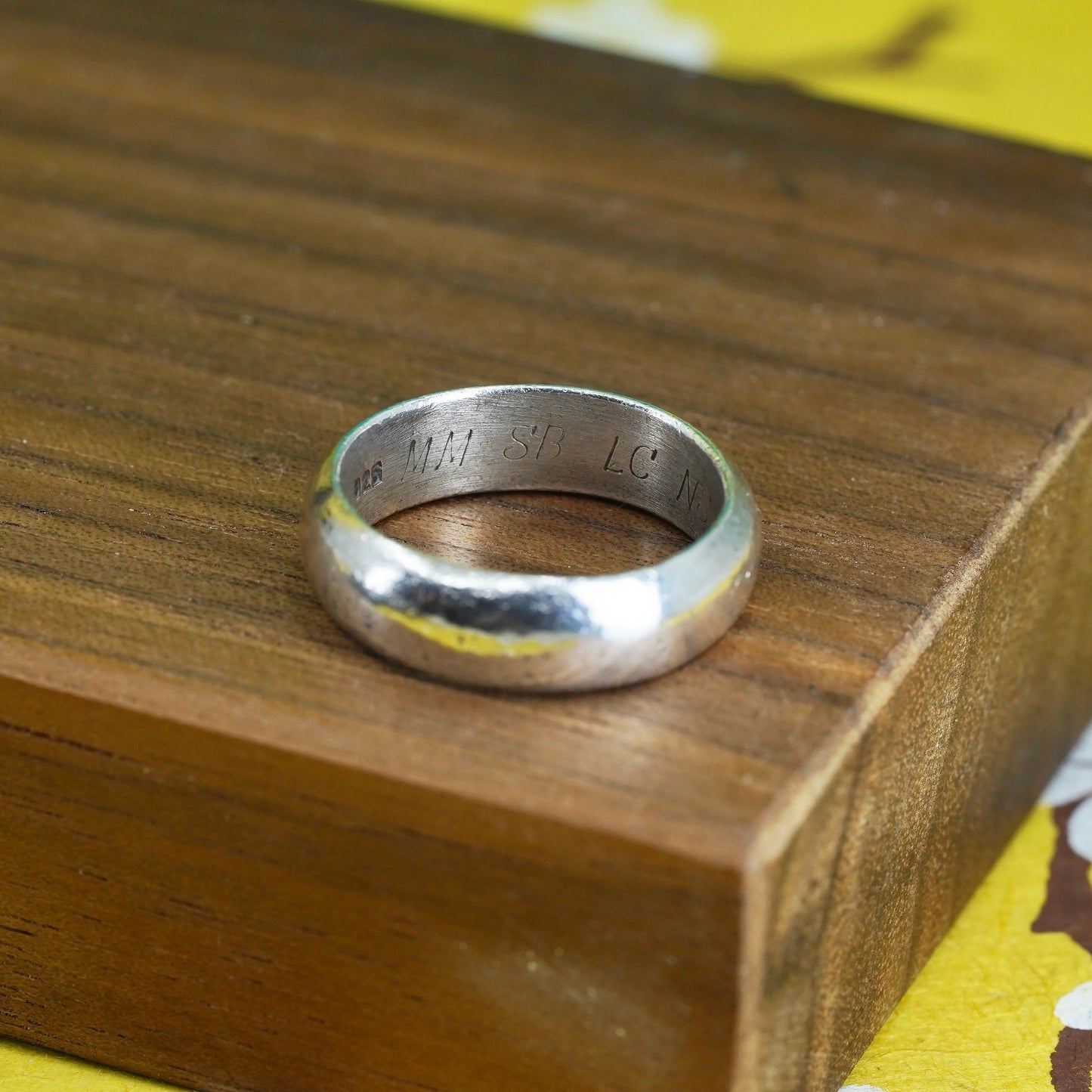size 6.75, vintage Sterling silver handmade ring, solid 925 silver wedding band