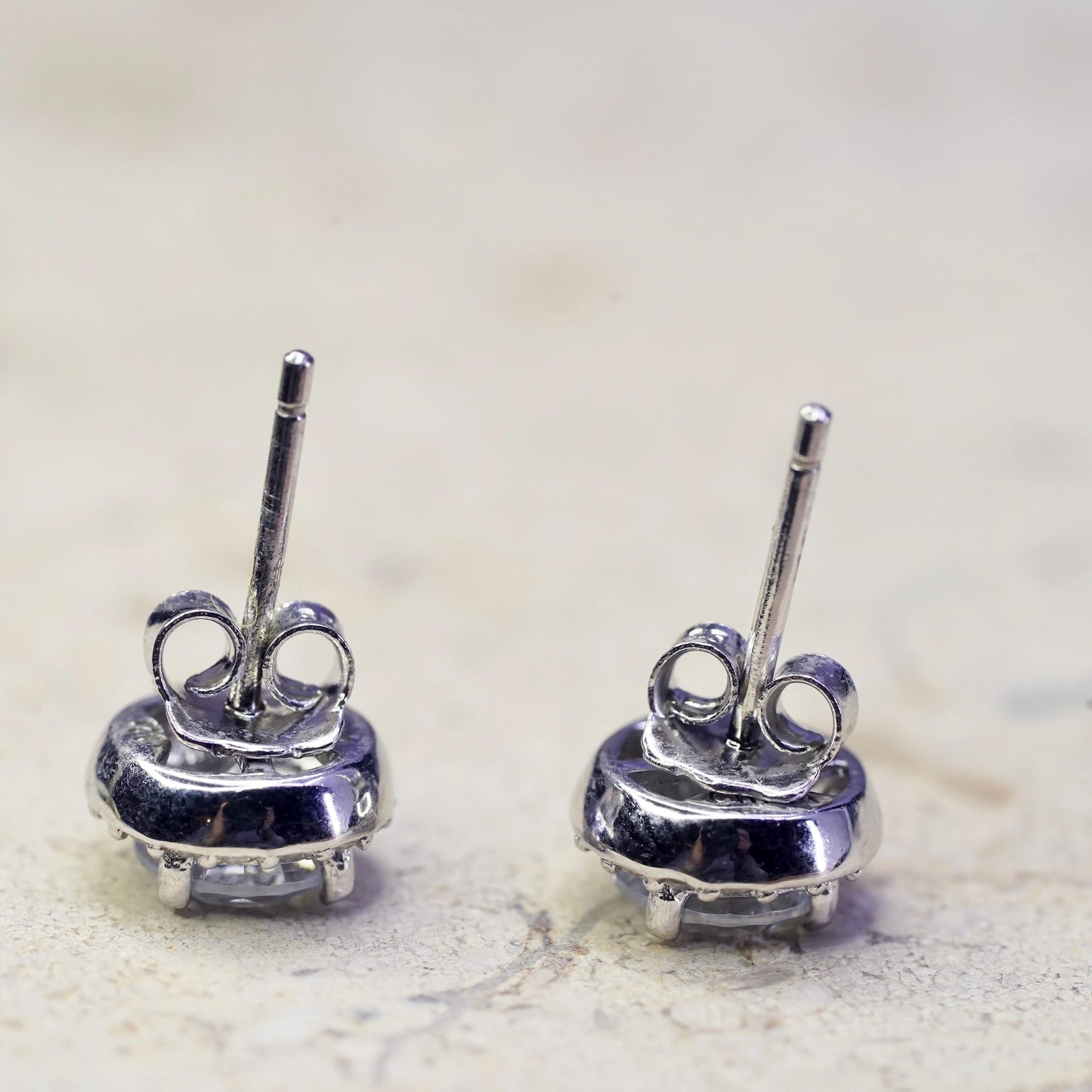 8mm, Sterling silver handmade earrings, 925 cz cluster studs