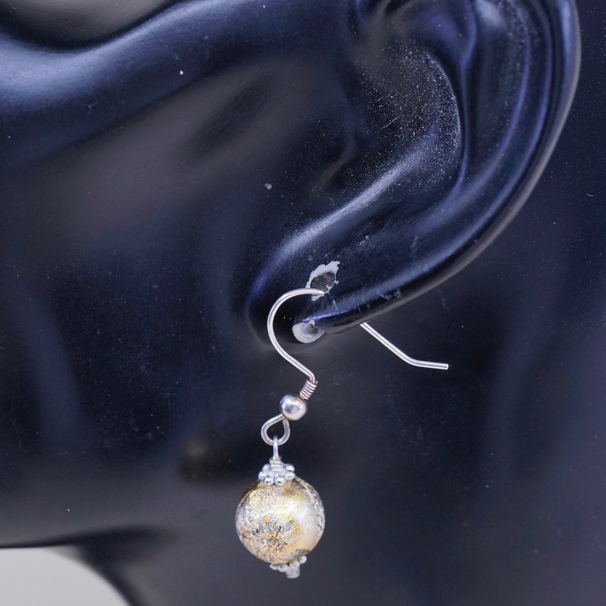 Vintage sterling silver handmade earrings, 925 beads dangles