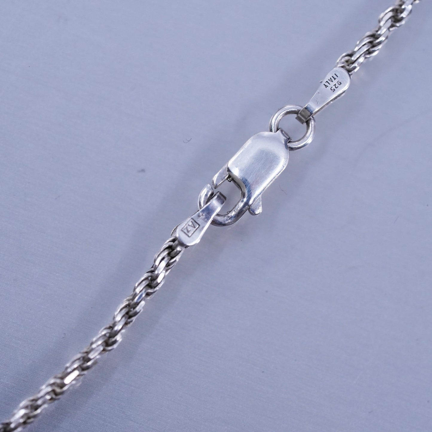 18” 2mm, vintage Italian Sterling 925 silver diamond cut rope chain necklace