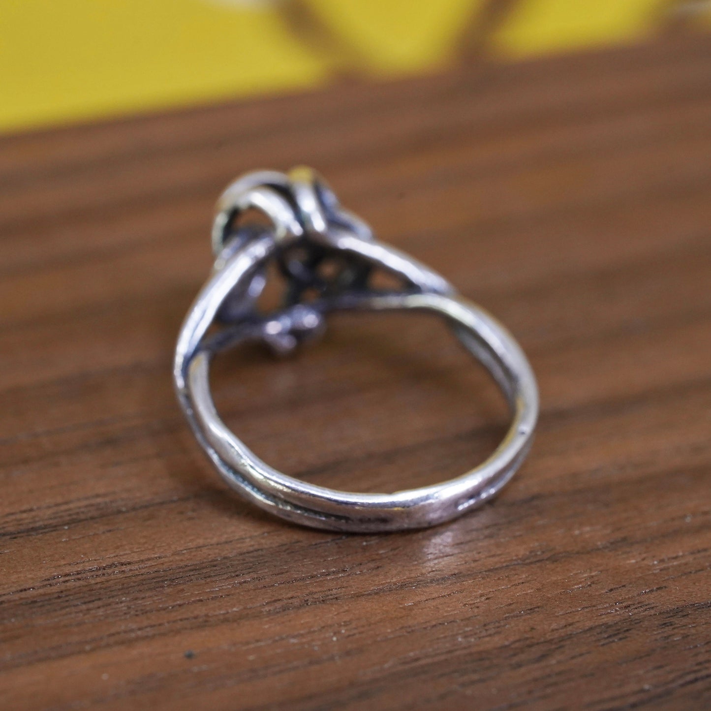 Size 6, vintage Sterling silver handmade knot ring, 925 wired band