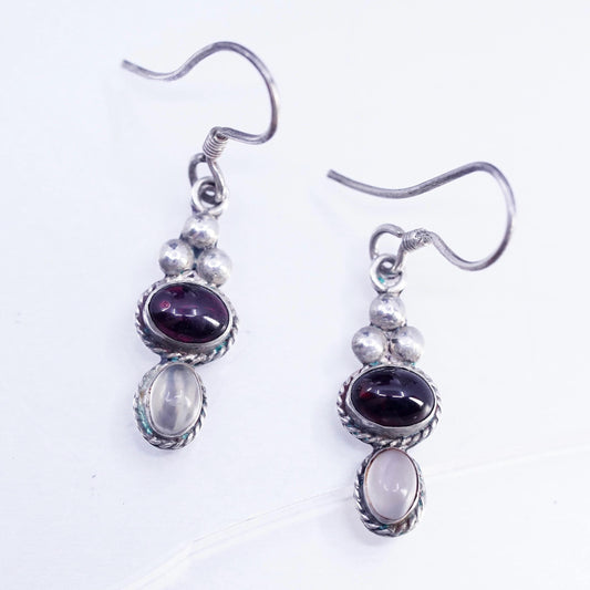 Vintage Sterling 925 silver handmade earrings with white tiger eye garnet beads