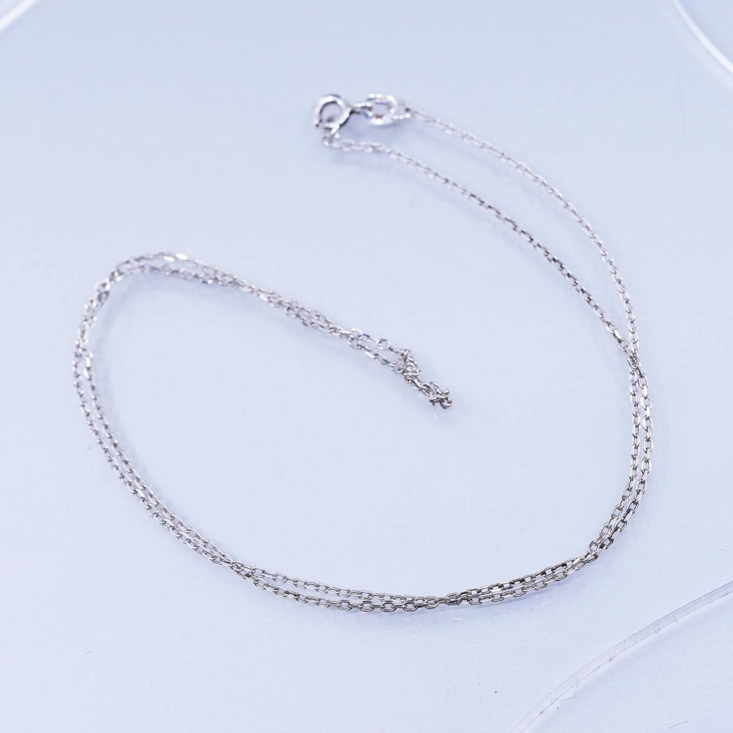 18” 1mm, vintage Italy Sterling 925 silver flatten circle chain necklace
