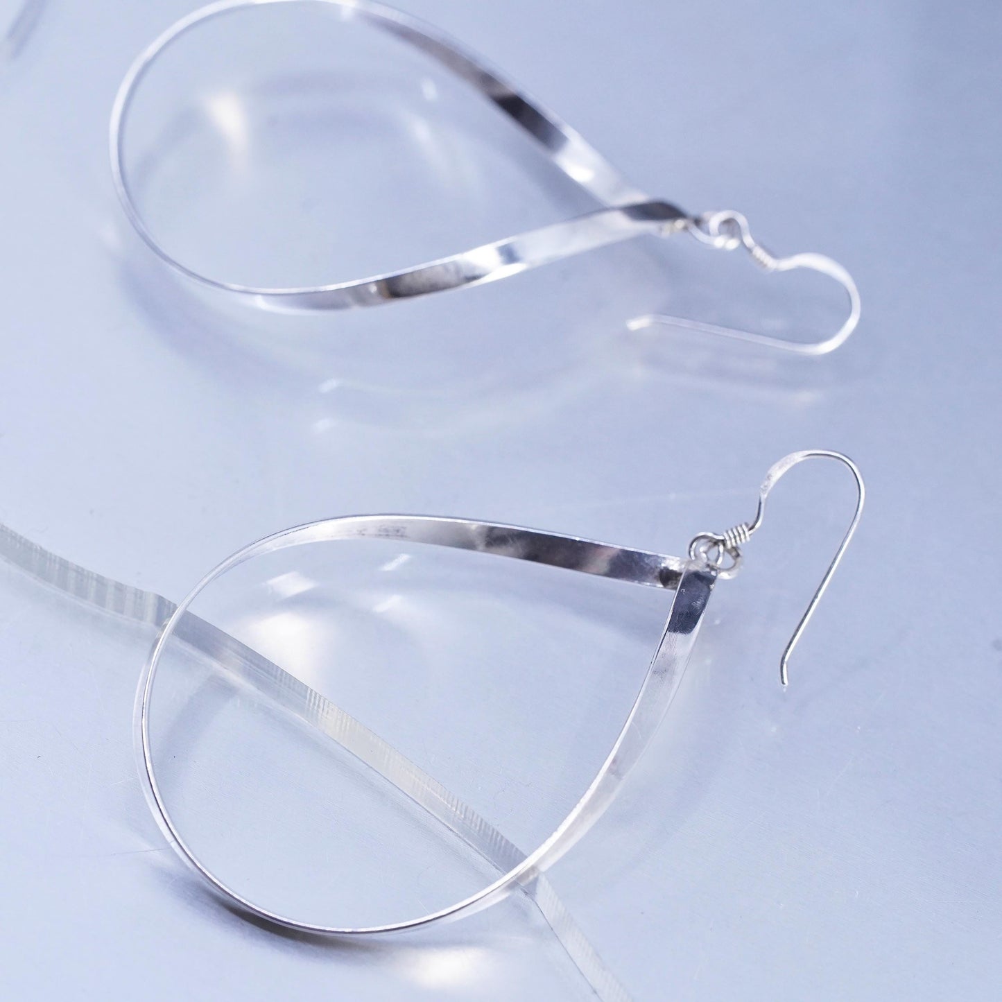 Vintage Sterling 925 silver handmade huge teardrop earrings