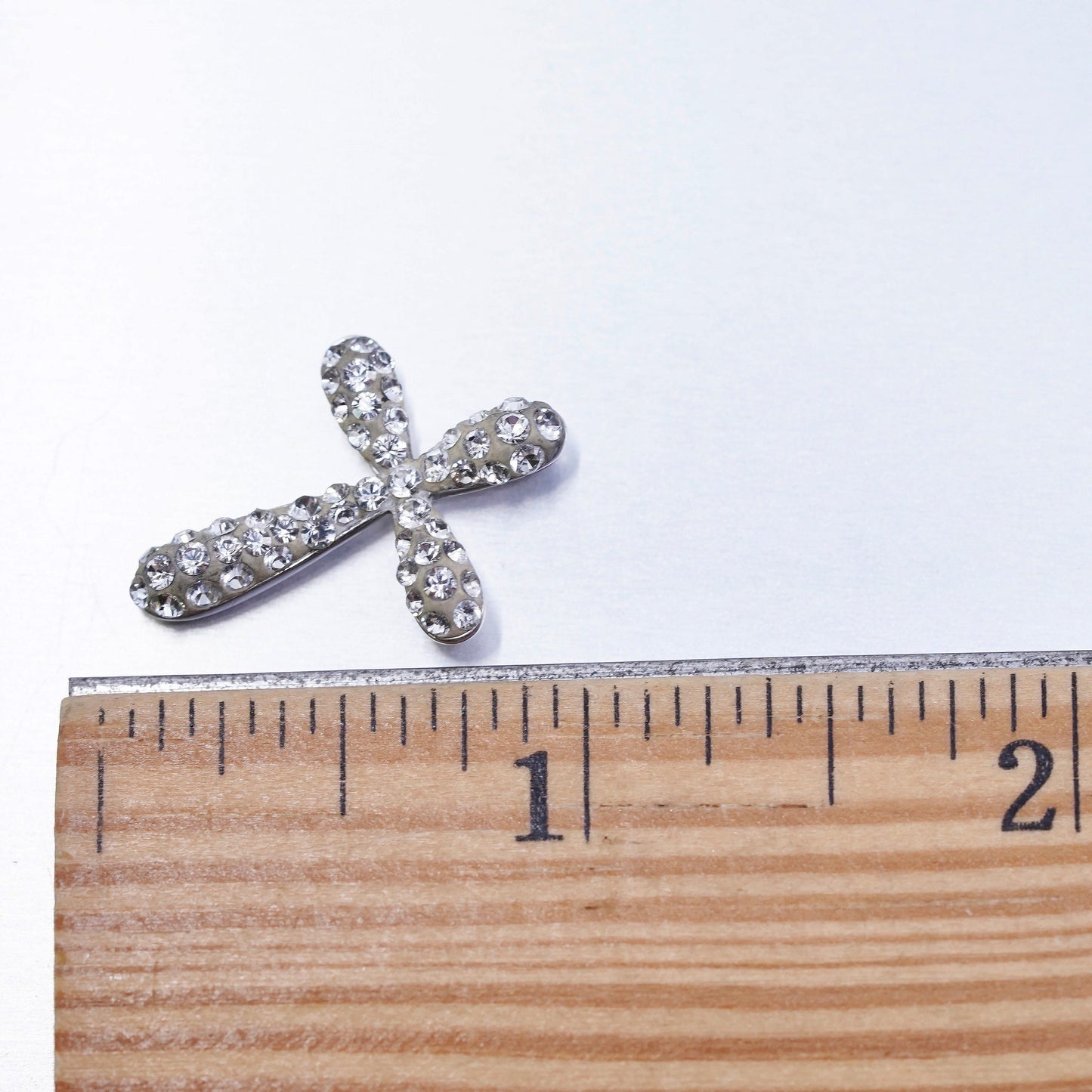 vintage sterling 925 silver cross pendant with cluster Cz