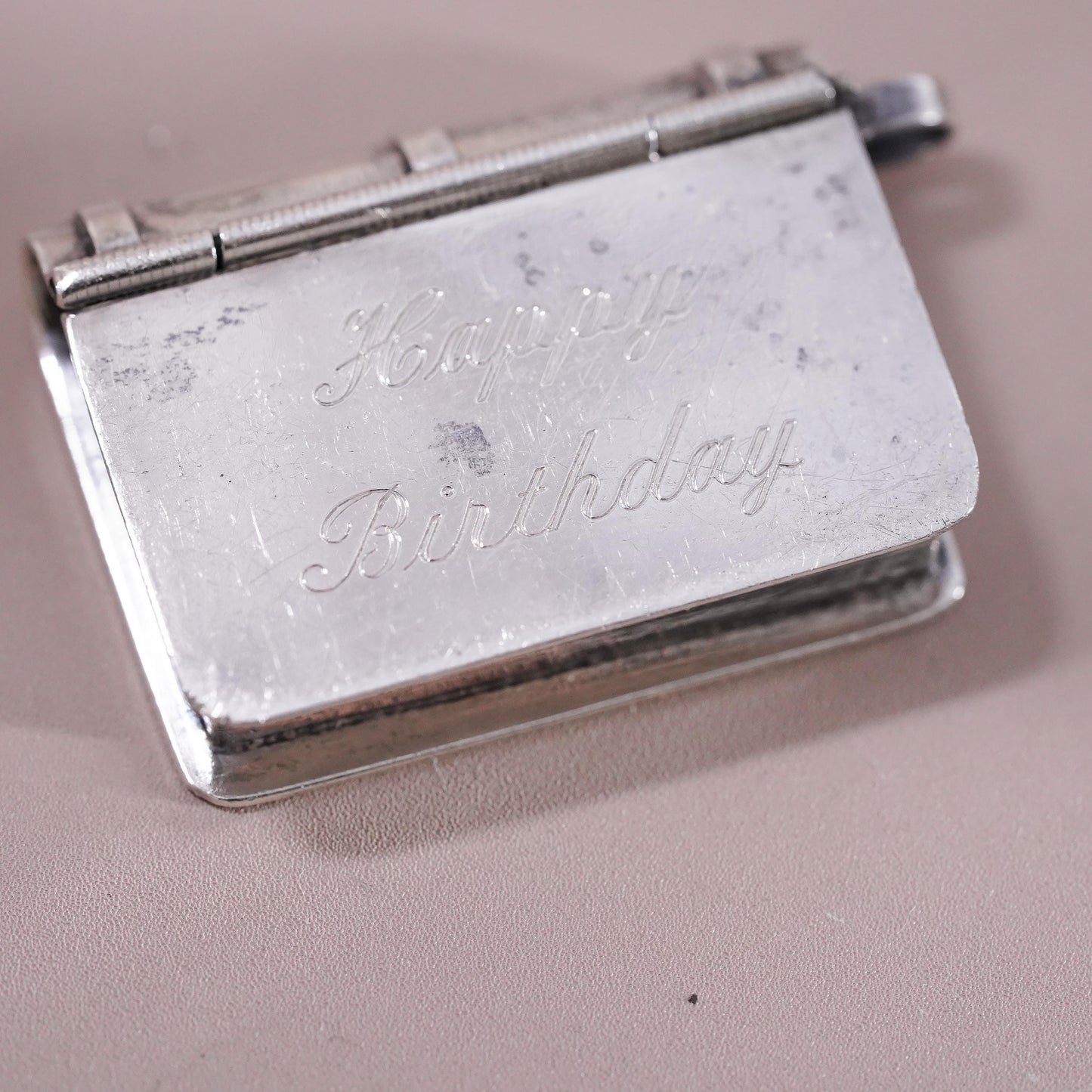 Mexican Sterling silver pendant, 925 book prayer locket happy birthday 1995
