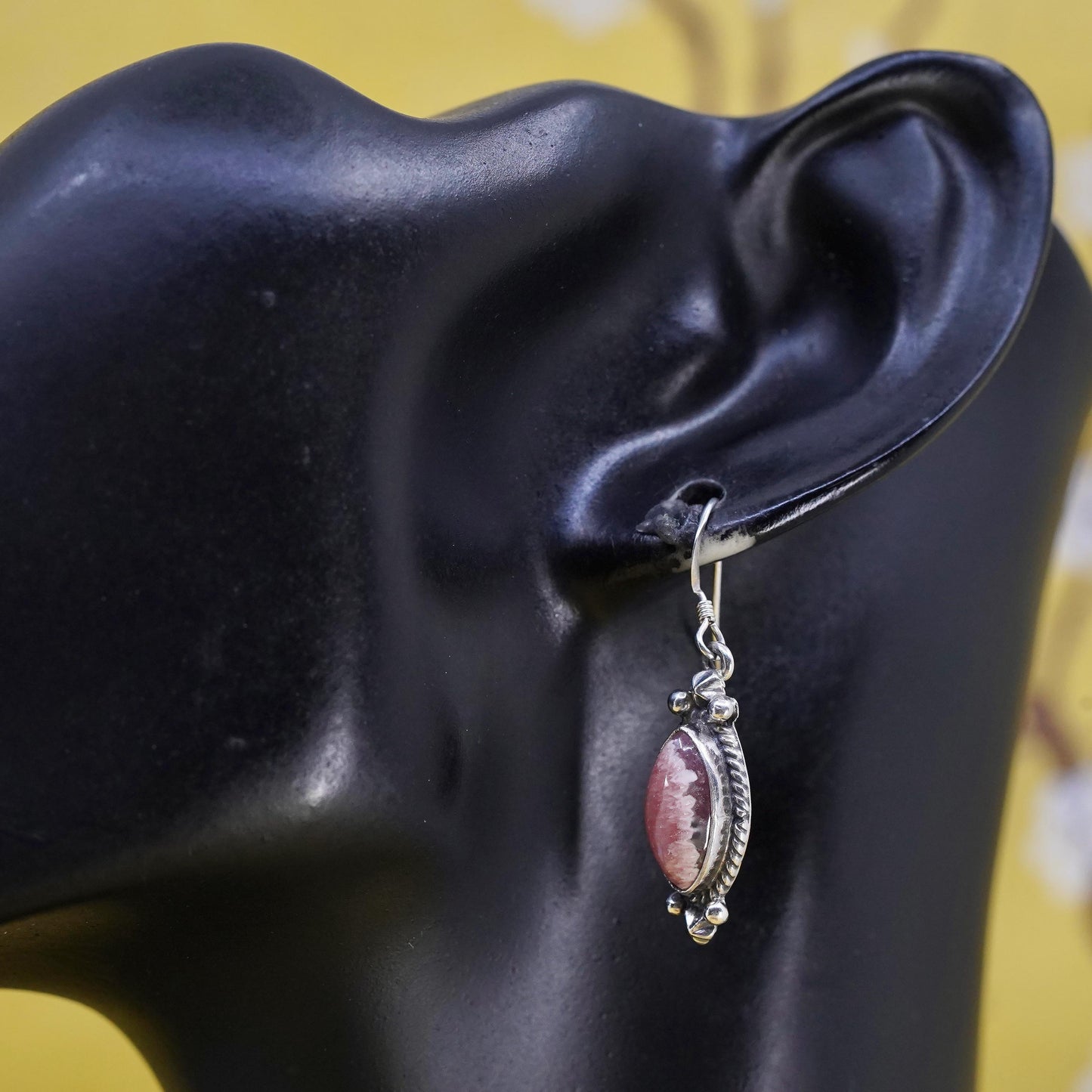 Vintage southwestern Sterling silver 925 handmade earrings pink Rhodochrosite