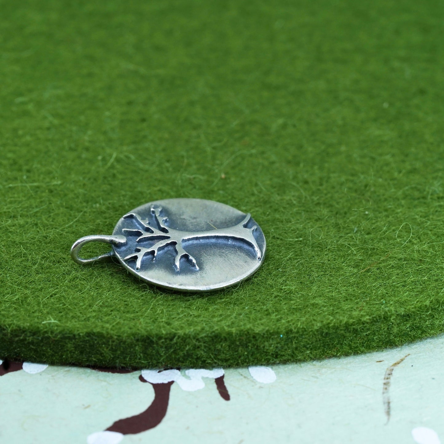 sterling silver handmade pendant, 925 family tree tag charm “remember