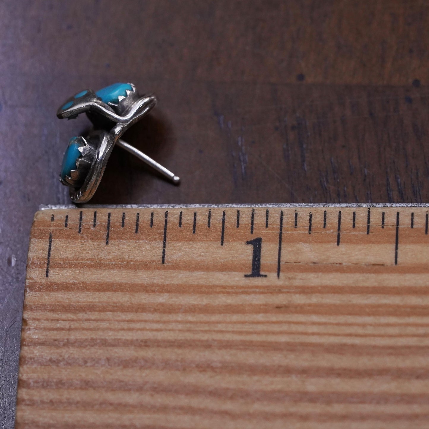 Native American Effie Calavaza Snake single earring. Sterling 925 silver stud