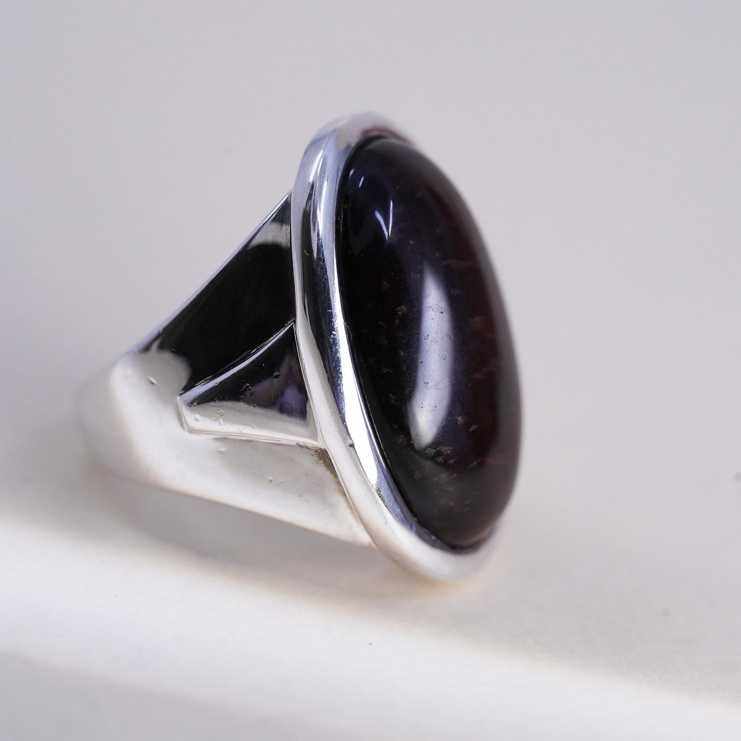 Size 8.25, Ella 925 Sterling Silver Red Tiger Eye Ring, Large Oval Ring, Unisex