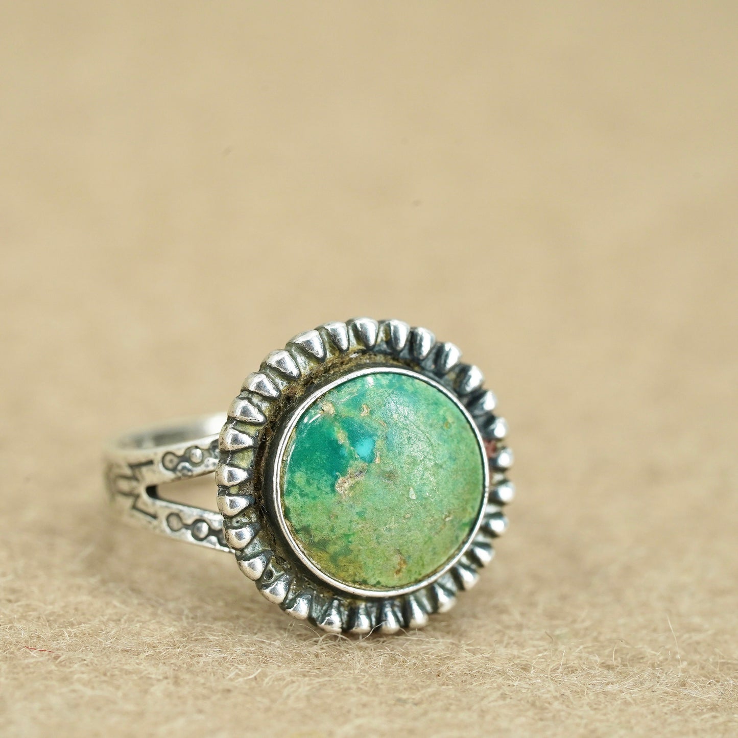 Size 6, vintage southwestern Sterling 925 silver handmade ring with turquoise