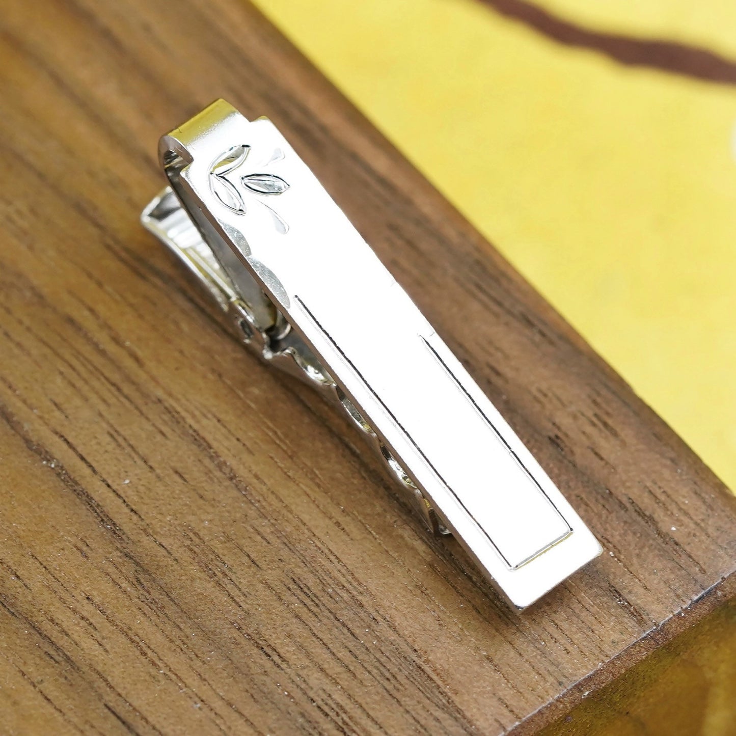Vintage mexico sterling silver handmade tie clip, modern 925 ribbed tie clip
