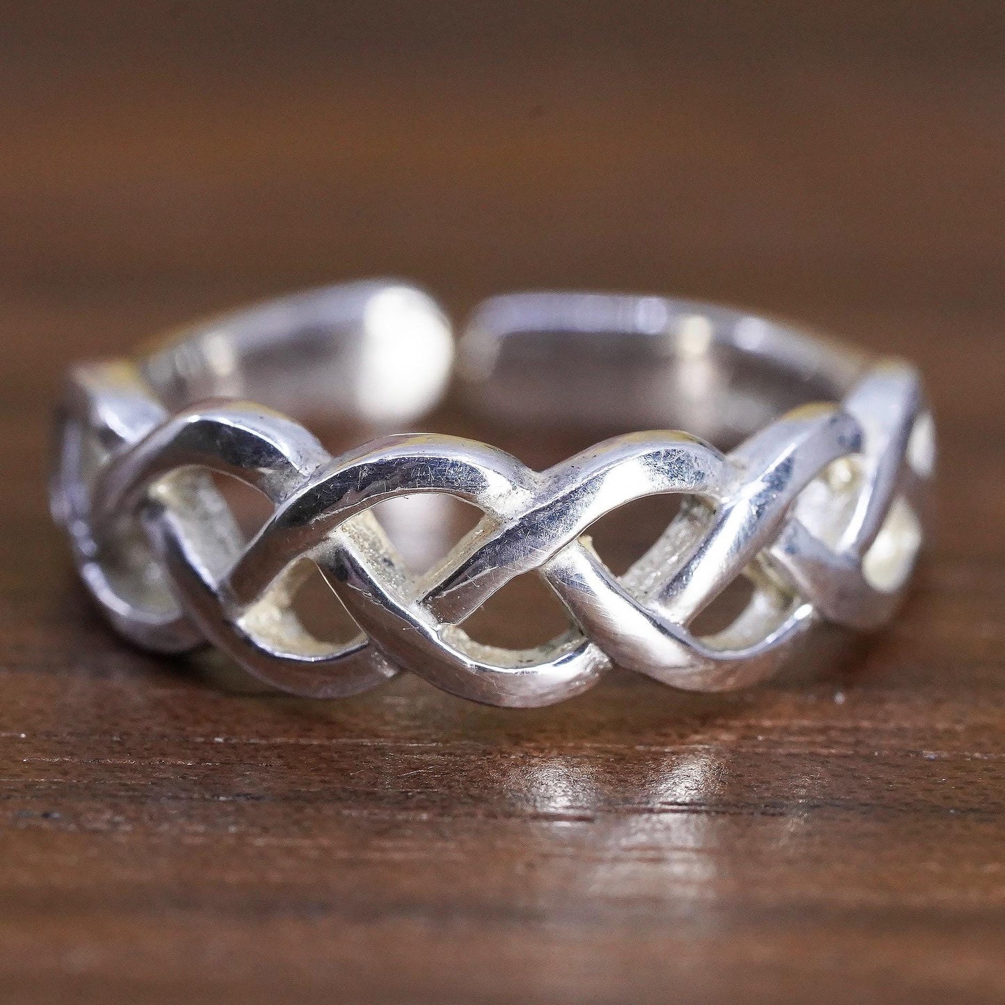 Size 3, vintage Sterling silver handmade Celtic knot ring, 925 band