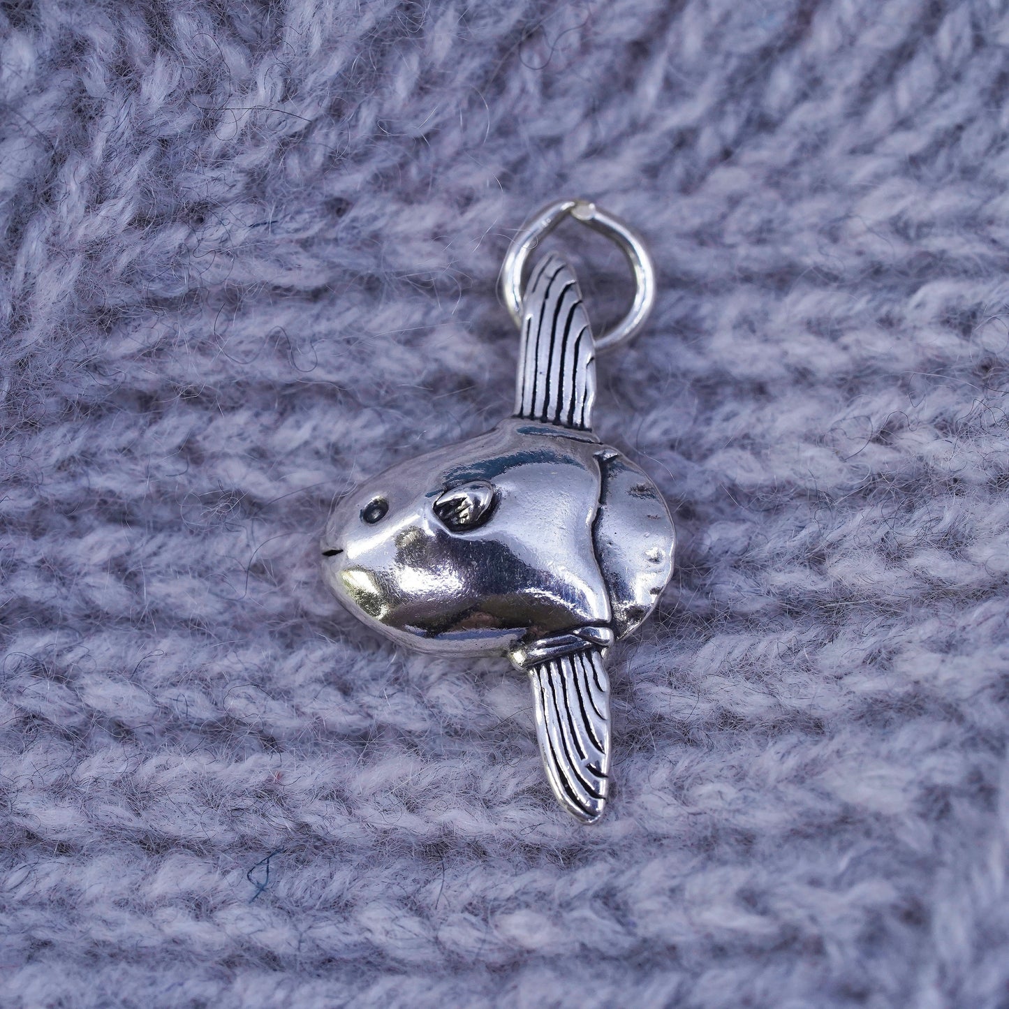 Vintage Sterling silver handmade pendant, 925 fish charm