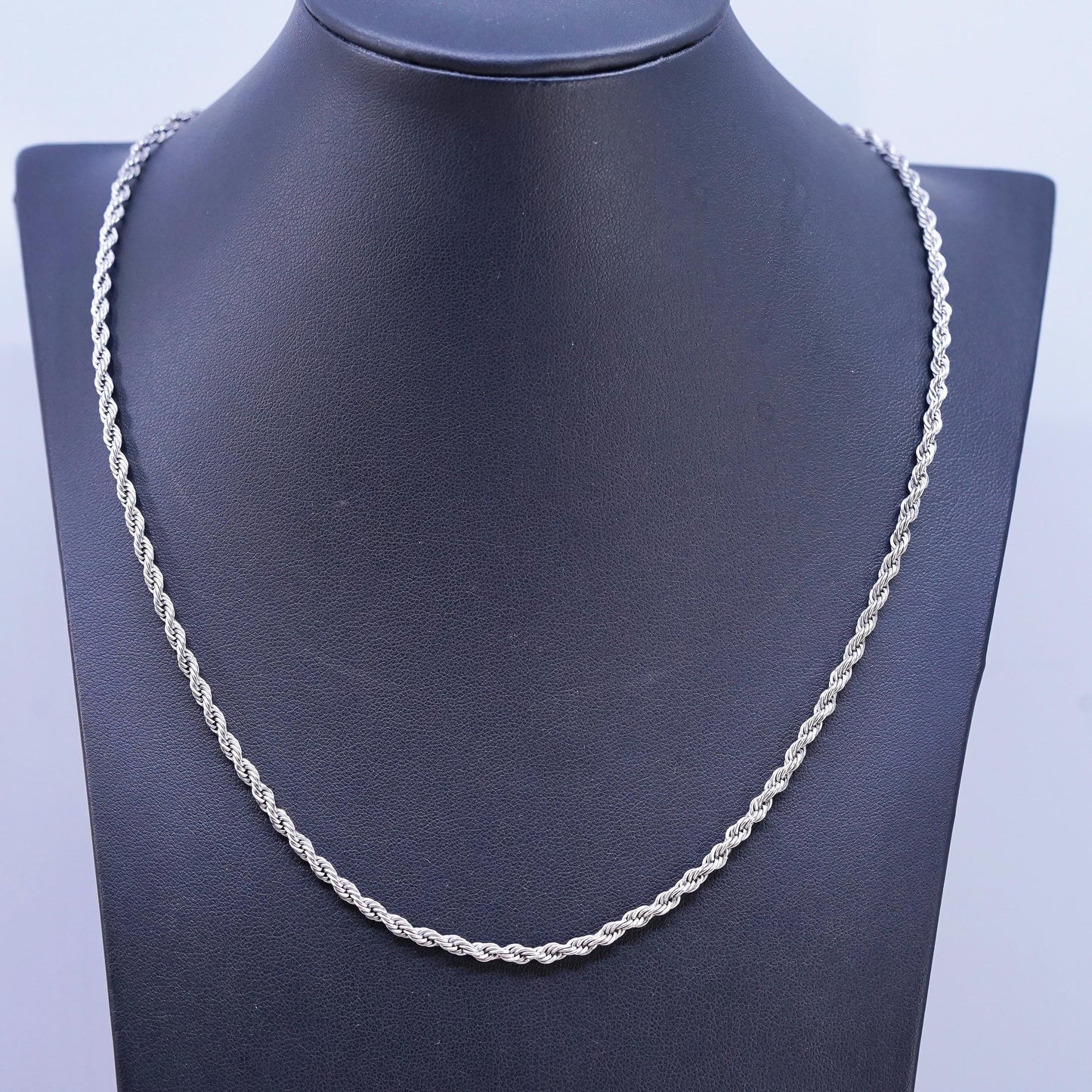 20" 3mm, vintage Sterling silver handmade necklace, 925 diamond rope chain