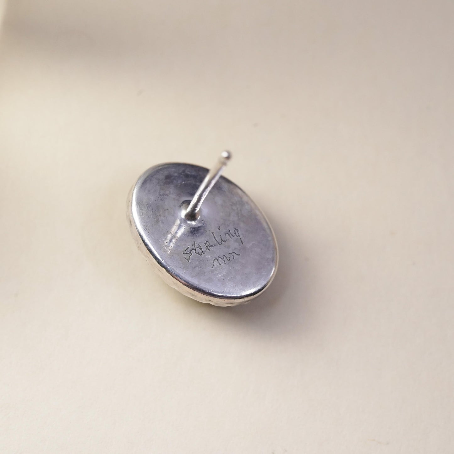 Native American Navajo single earring. Navajo Sterling 925 silver stud lapis