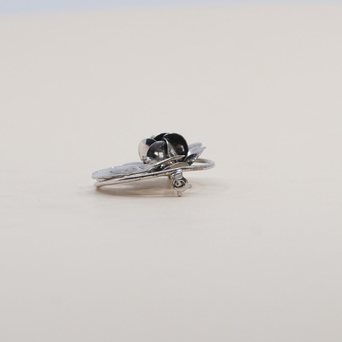 Vintage sterling silver handmade brooch, solid 925 silver flowers, stamped handmade sterling