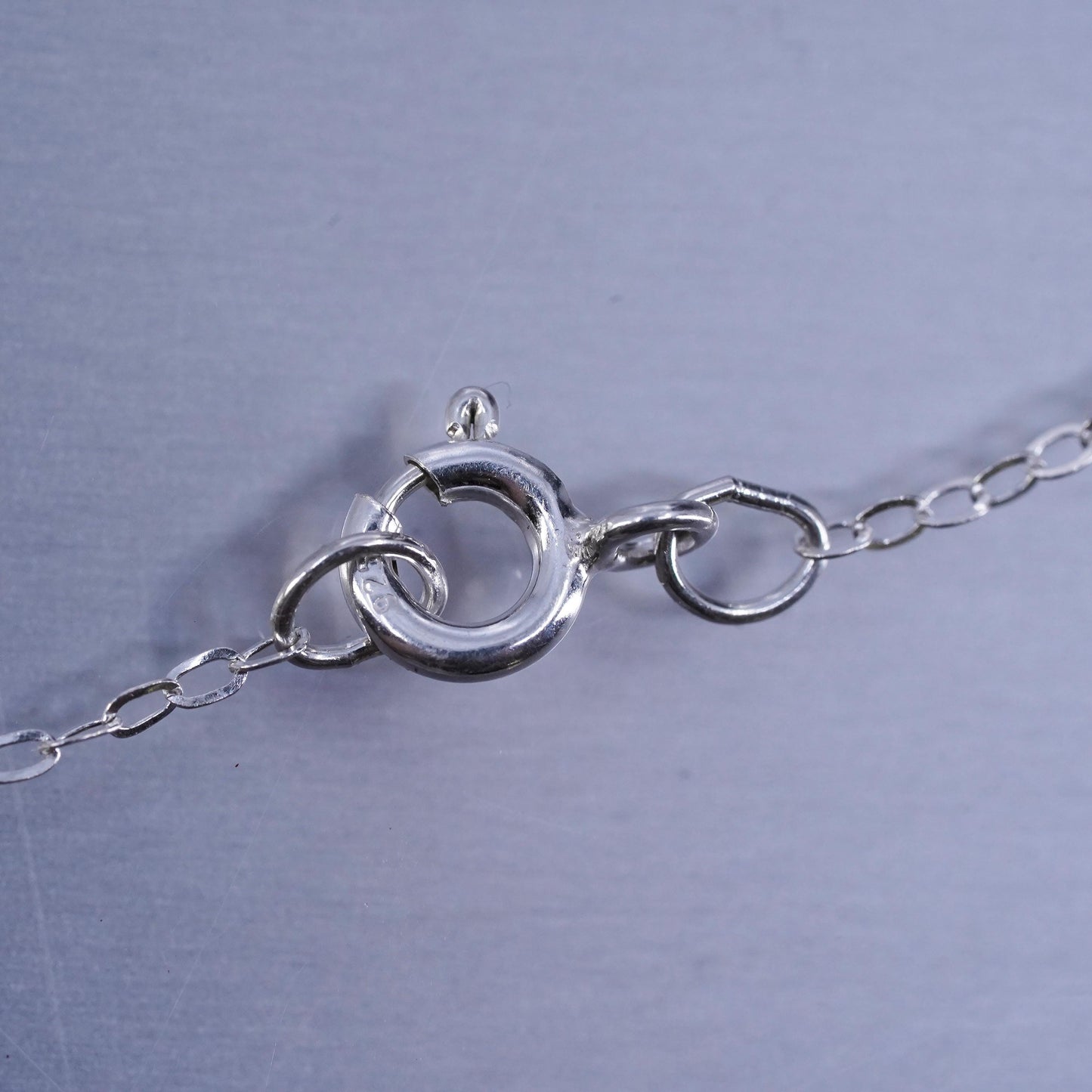 16” 1.6mm, vintage Italian Sterling 925 silver flatten circle chain necklace