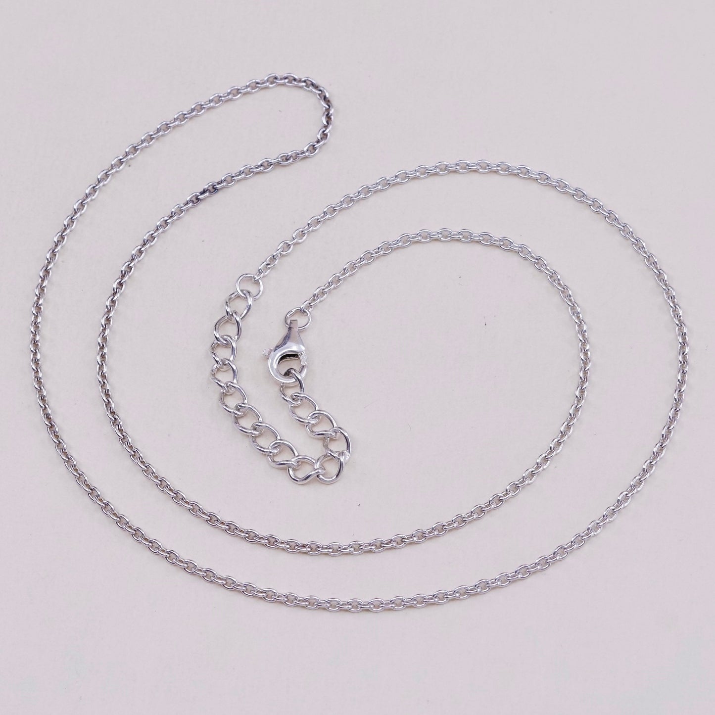 18”+2”, 1.6mm, Vintage sterling silver circle chain, Italy necklace