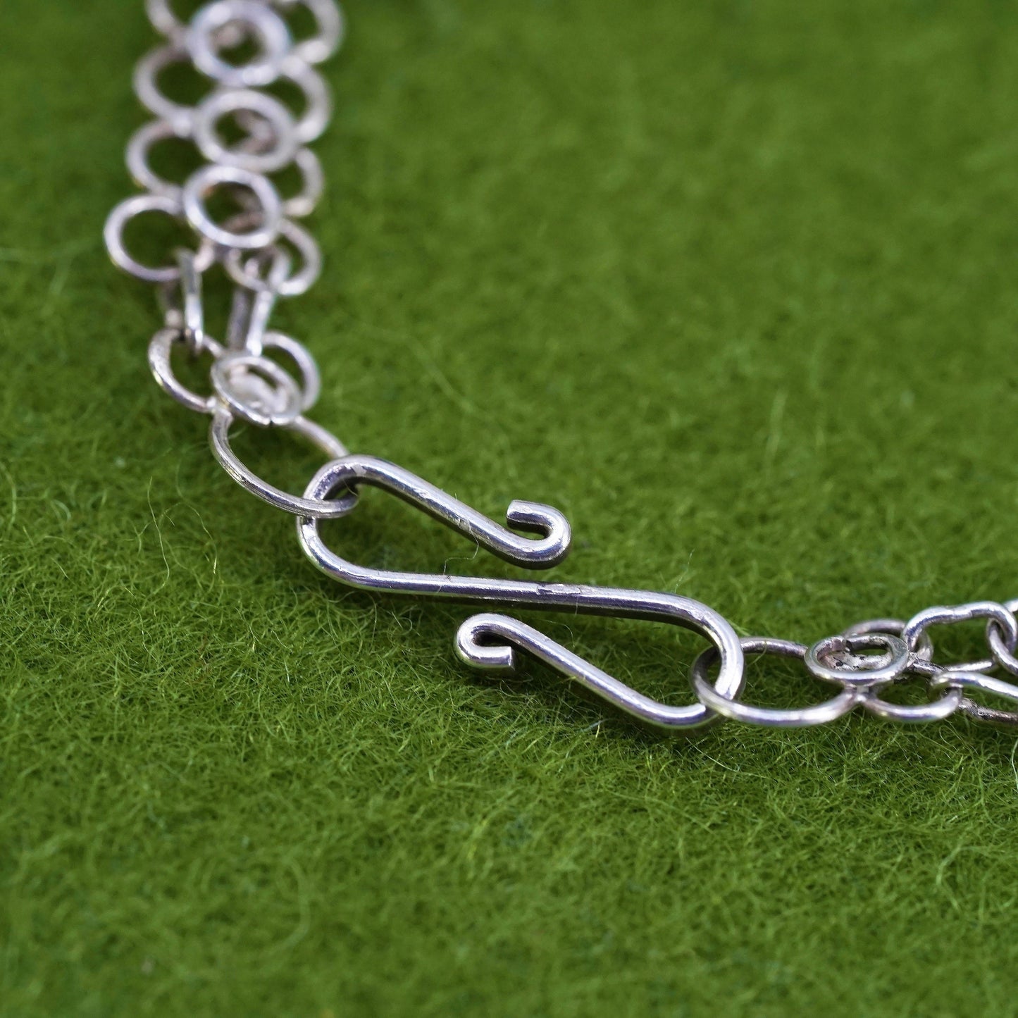 5.75", vintage sterling silver handmade bracelet, 800 filigree flower chain