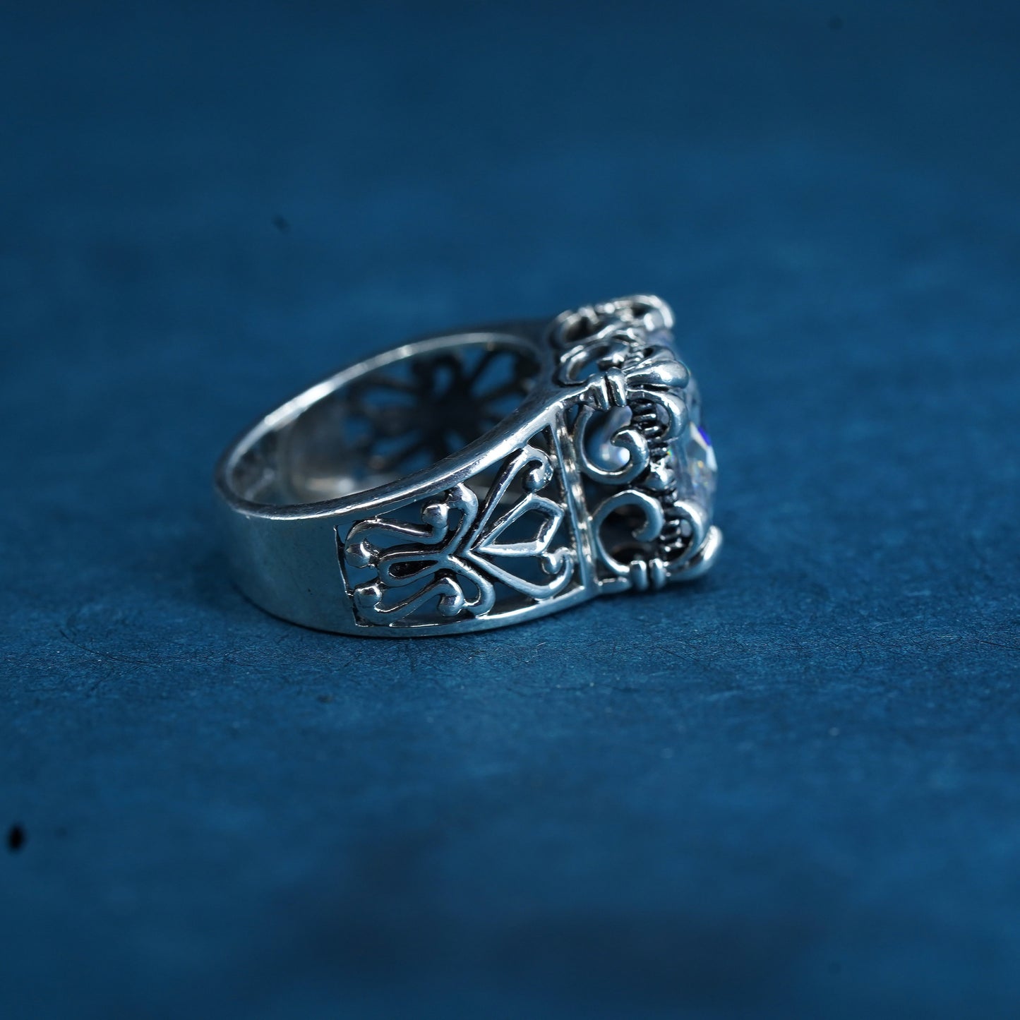 sz 7, Silpada Sterling 925 Silver Uptown Cubic Zirconia Filigree Ring R0981 CZ