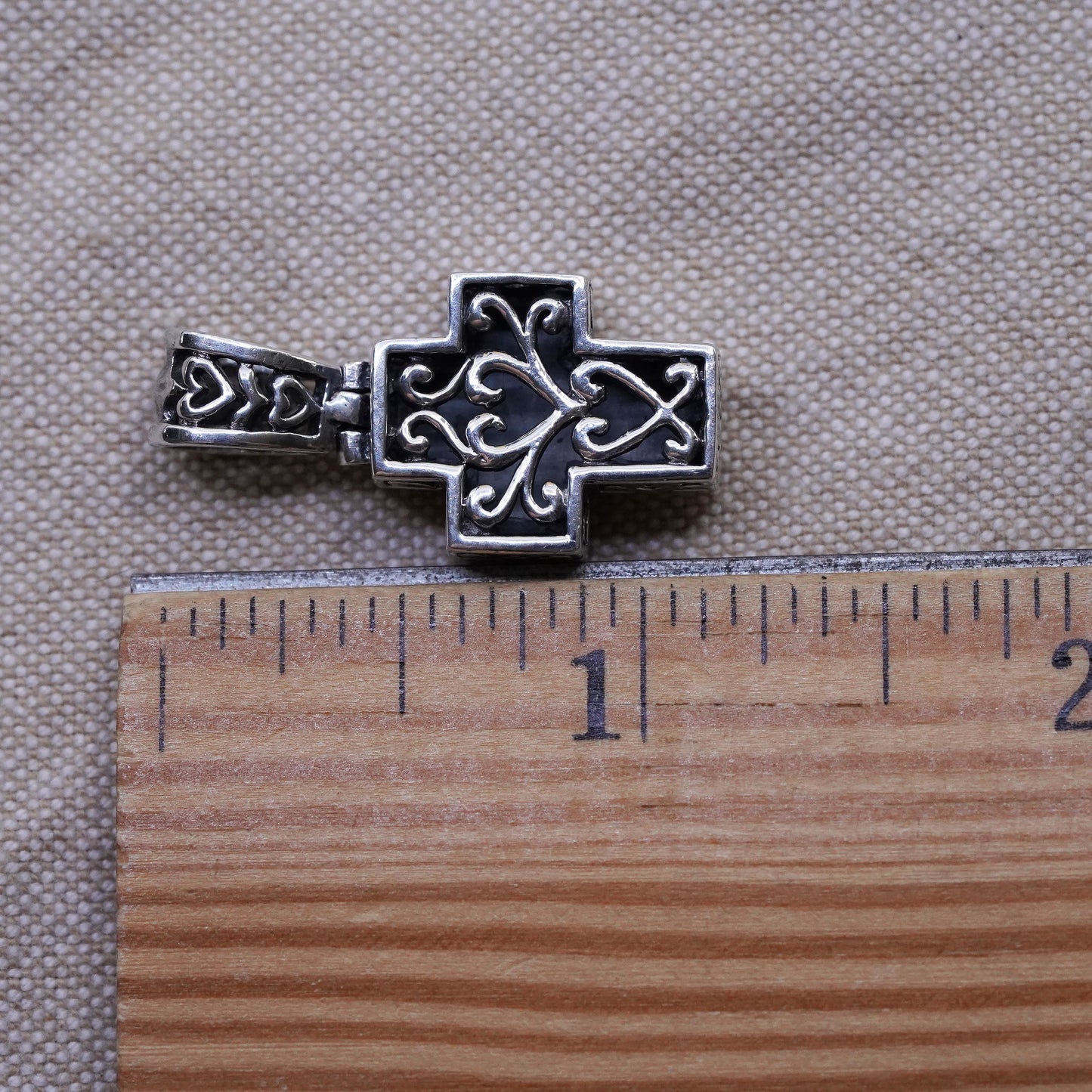 Vintage Sterling Silver Handmade Pendant, filigree 925 cross