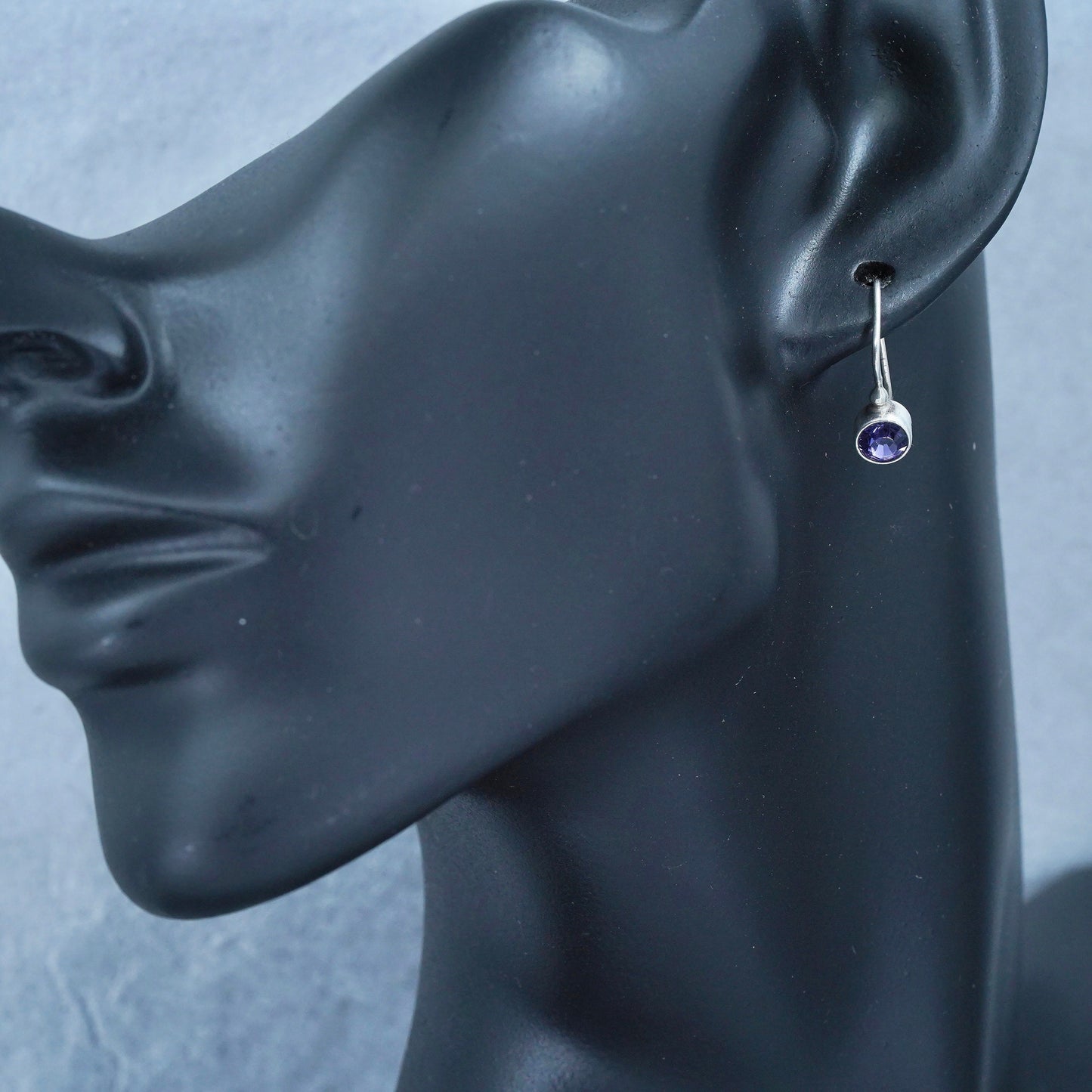 Vintage Sterling 925 silver earrings with amethyst beads