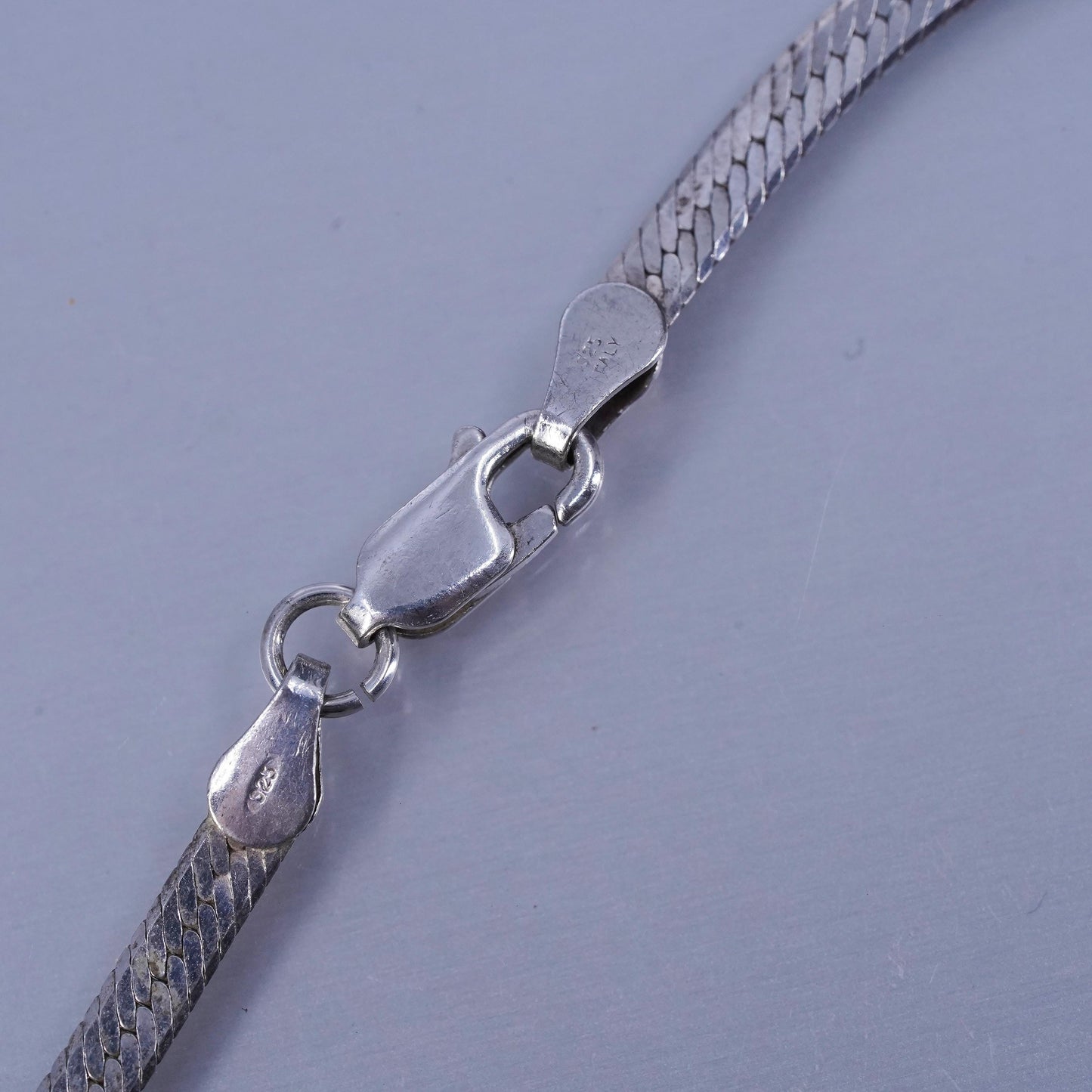 18” 3mm, vintage Italian Sterling 925 silver herringbone chain necklace
