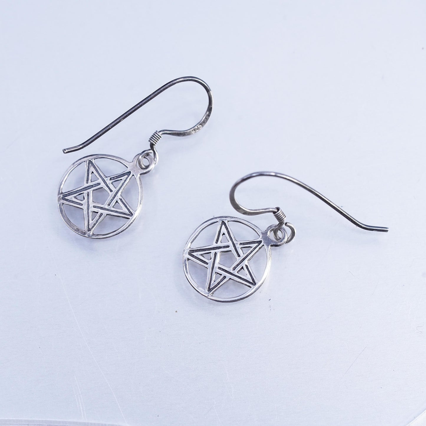 Vintae 925 Sterling Silver handmade Star Earrings, Dangles